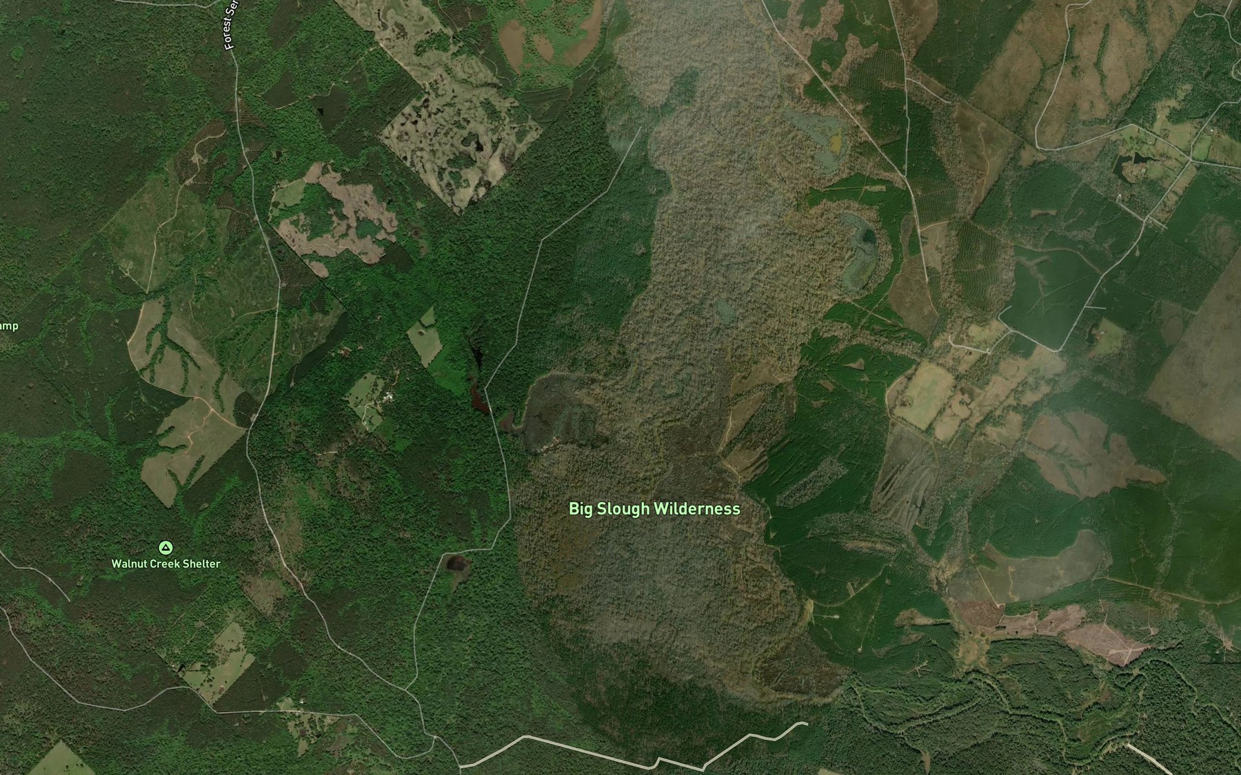 Satellite map of the Sandy Creek