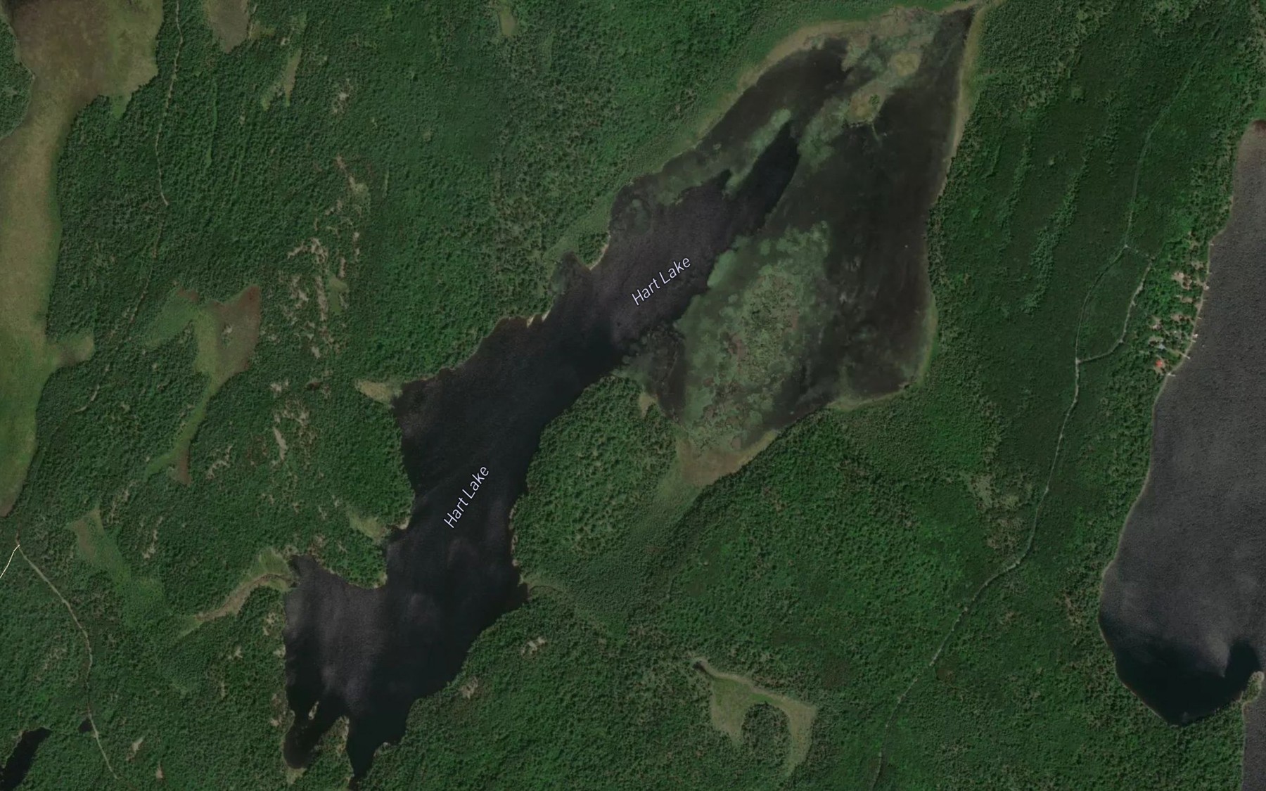 Satellite map of the Hart Lake