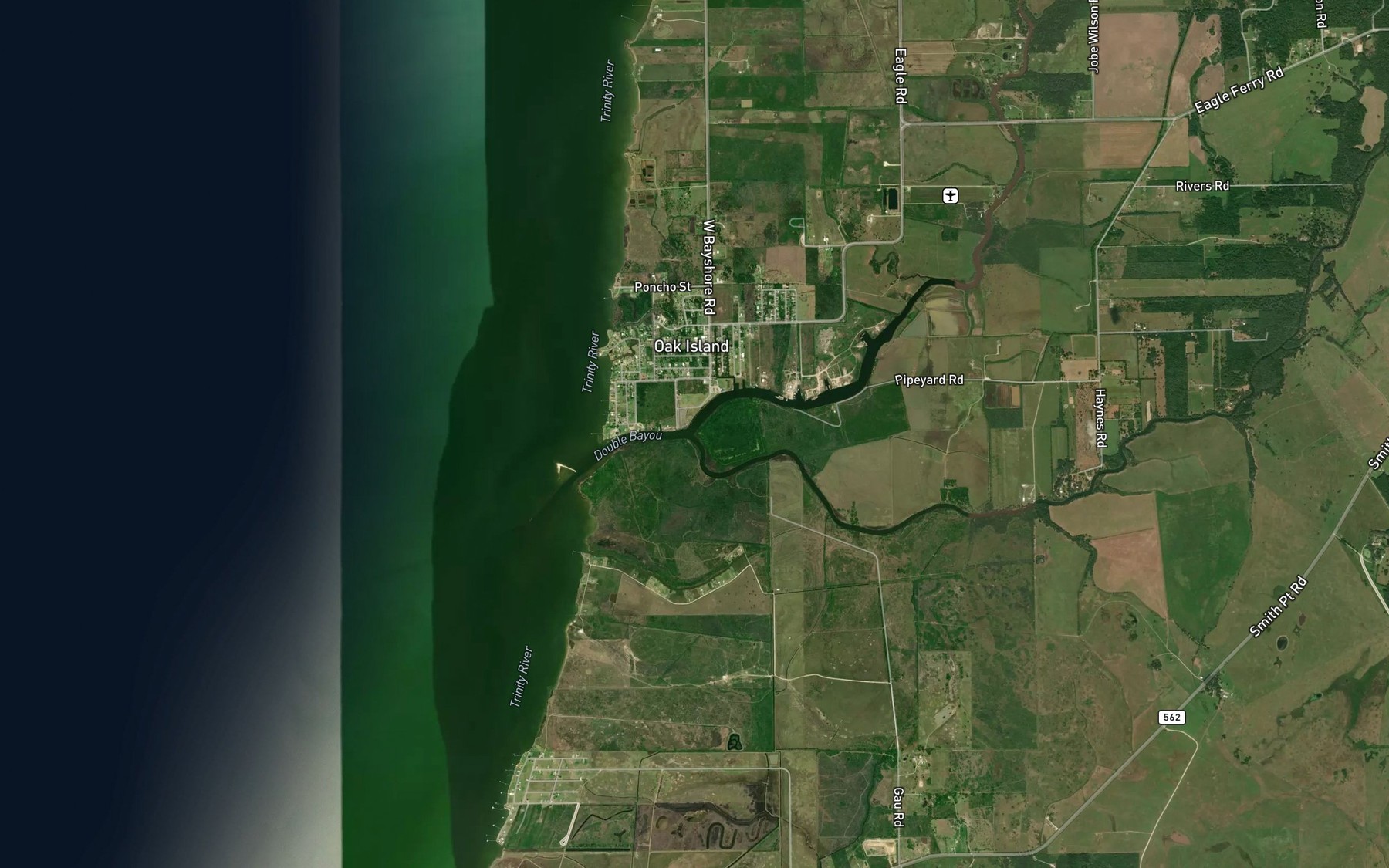Satellite map of the East Fork Double Bayou