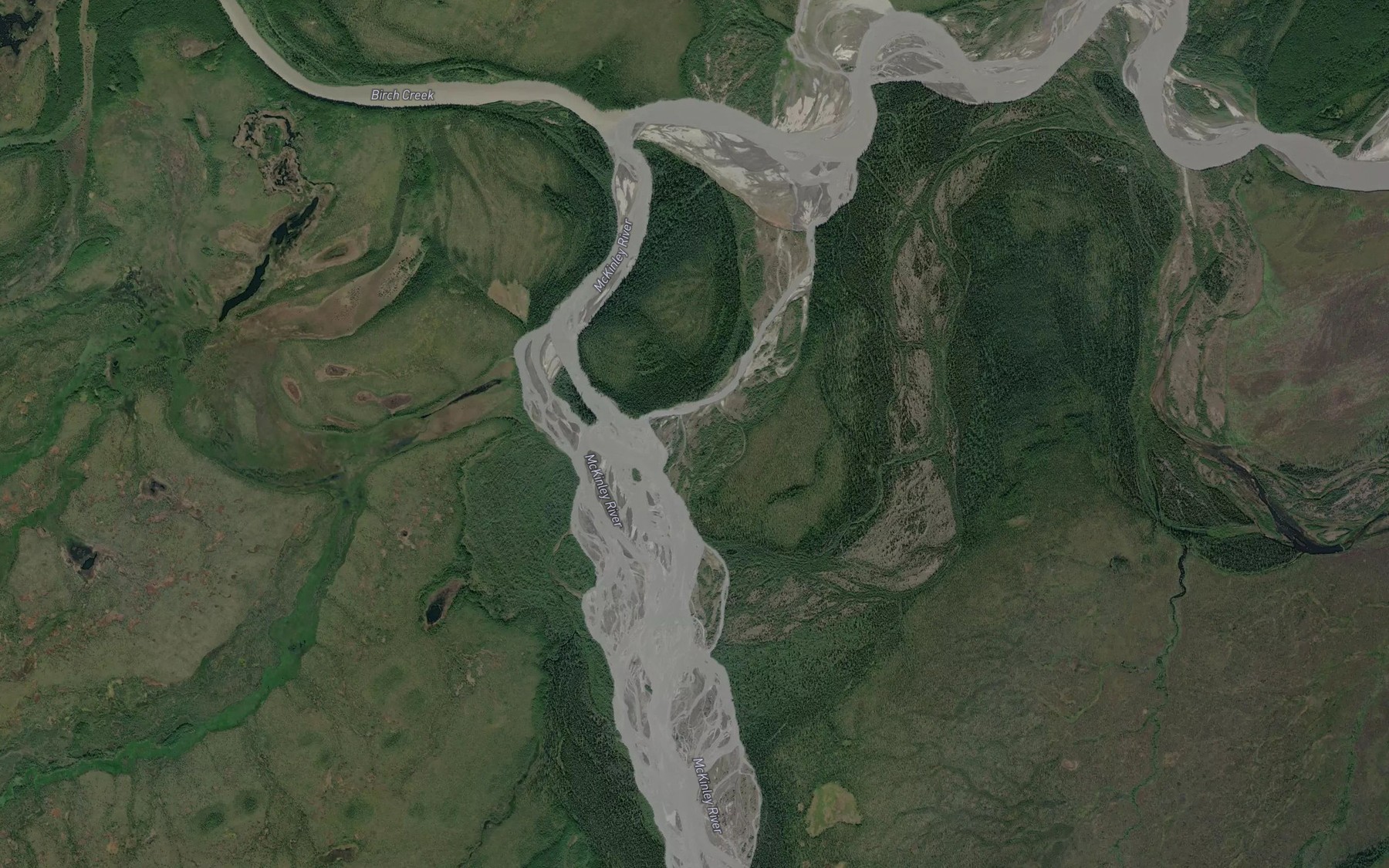 Satellite map of the McKinley River