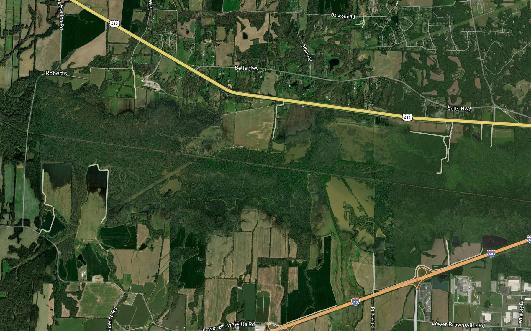 Satellite map of the Adair Branch
