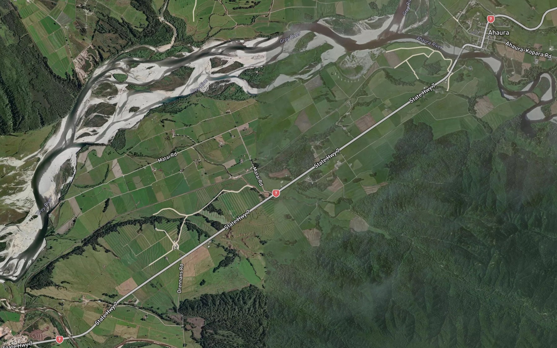Satellite map of the O'Rourkes Creek
