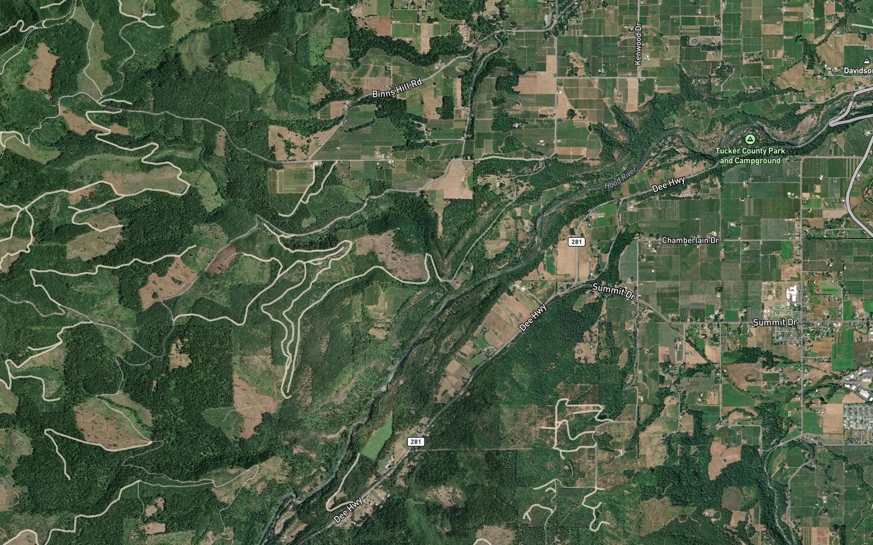 Satellite map of the Spring Creek