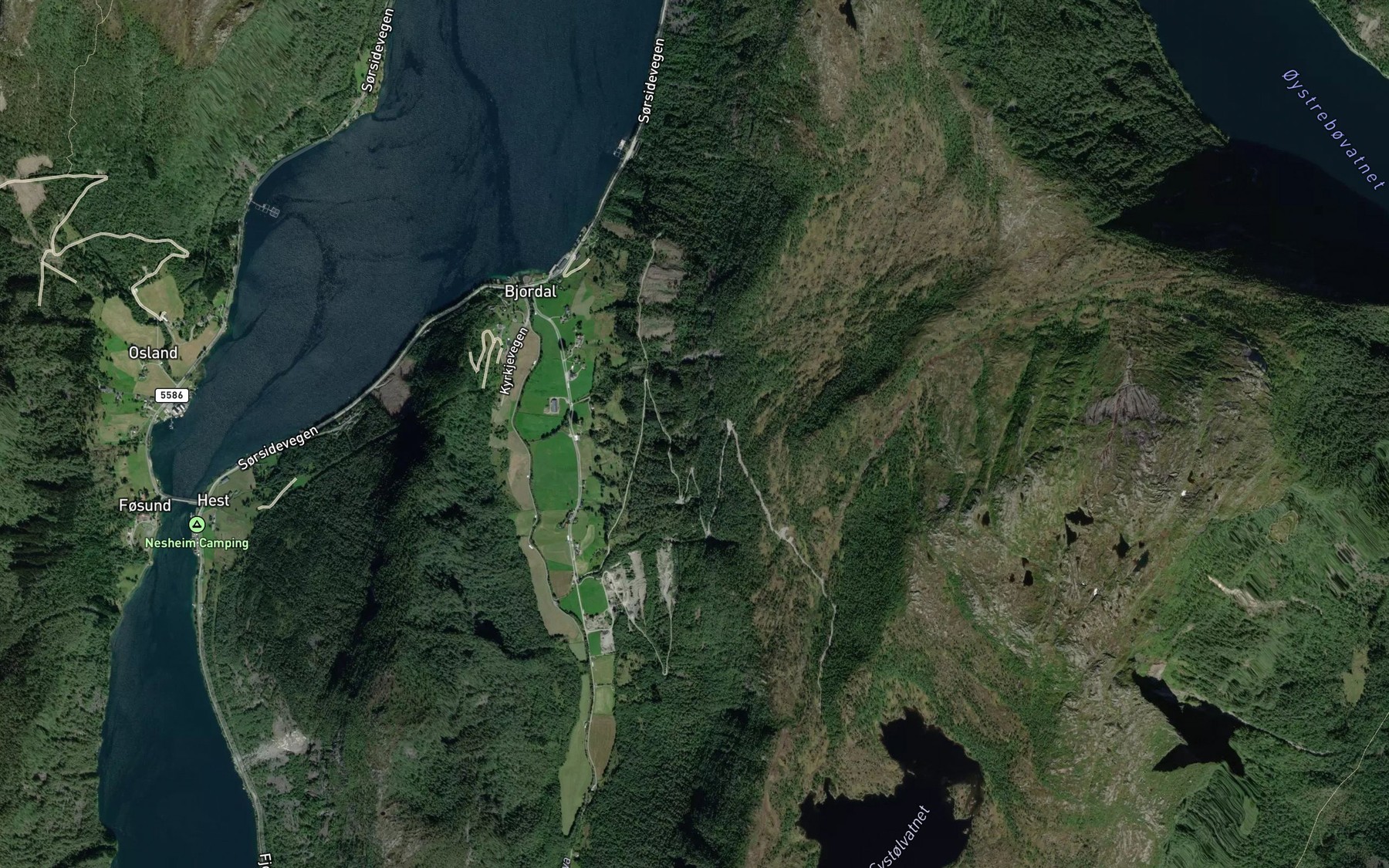 Satellite map of the Veslefossen