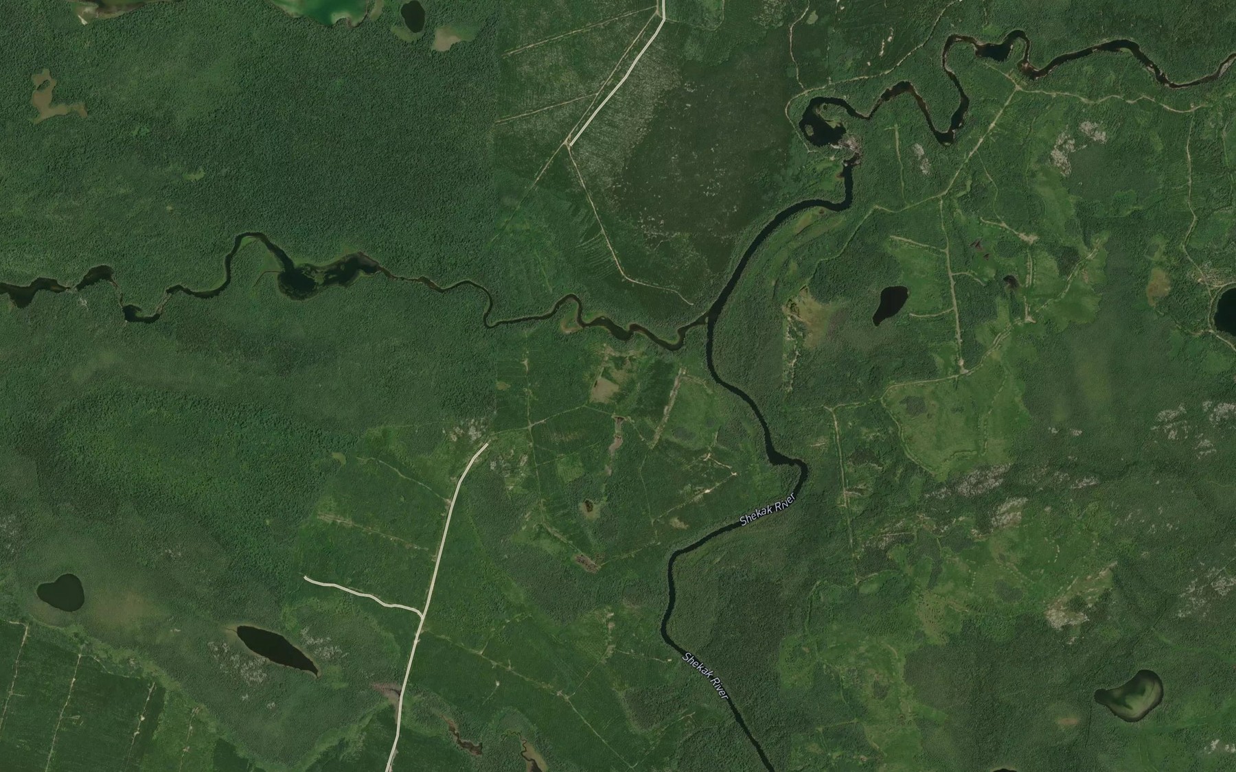 Satellite map of the Nagagamisis River