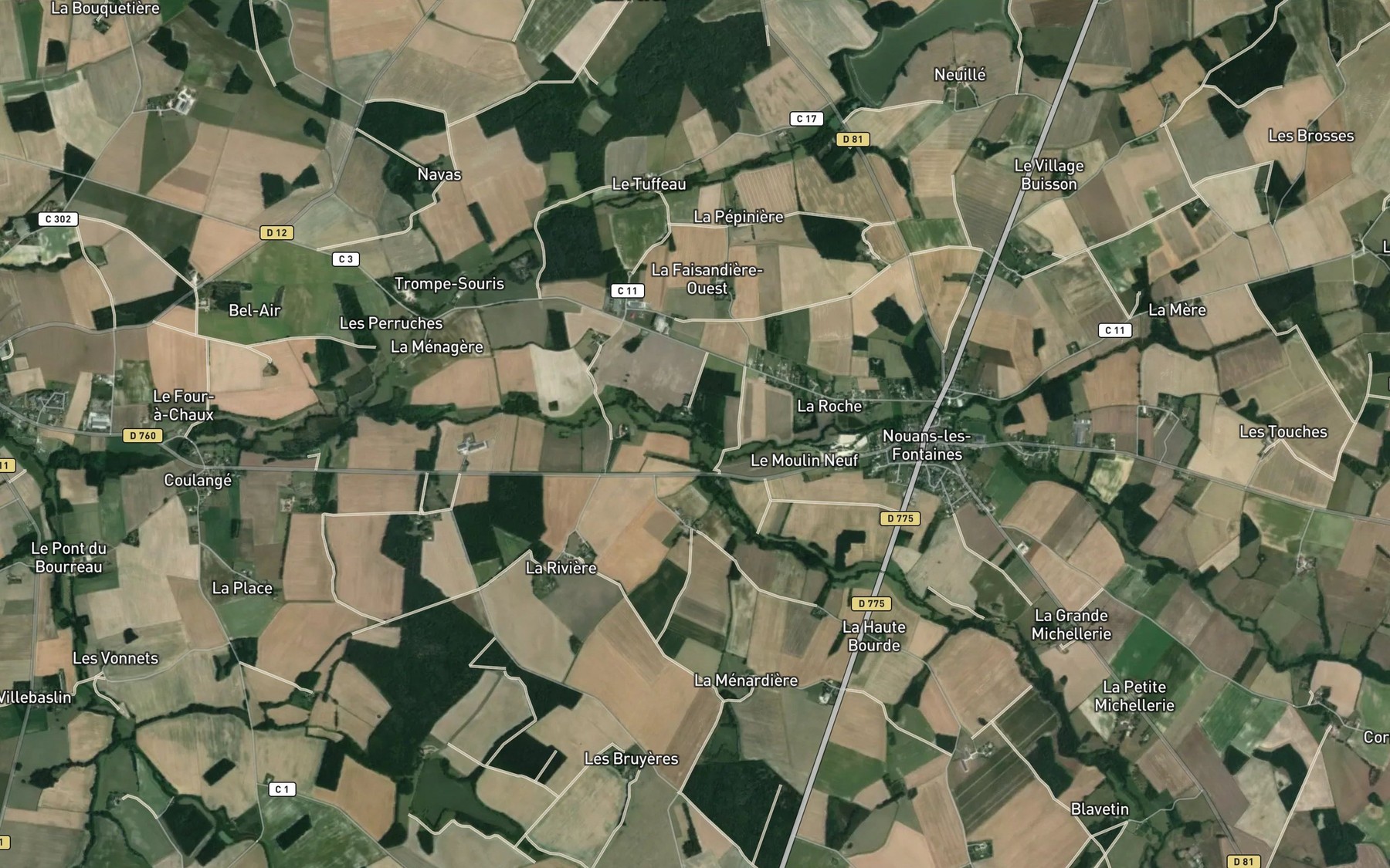 Satellite map of the Ruisseau de Saint-Martin