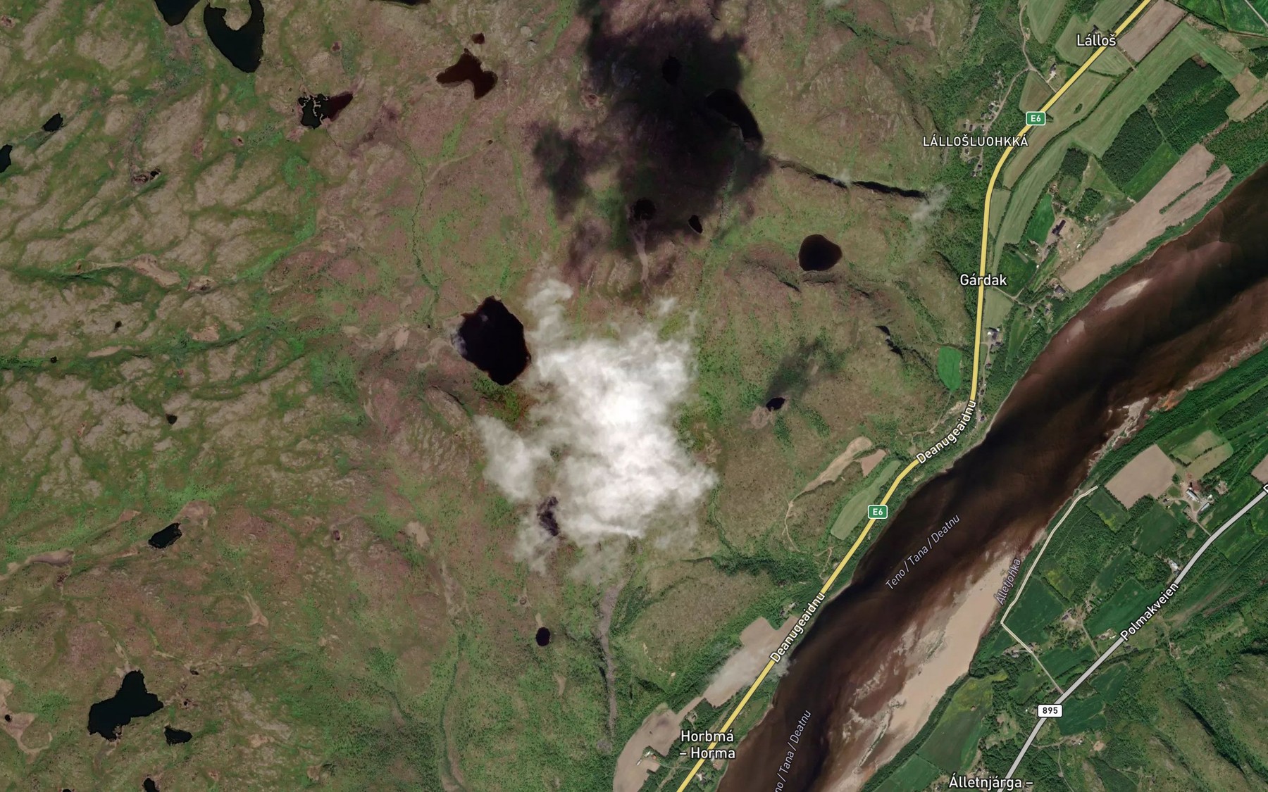 Satellite map of the Raddjejakka