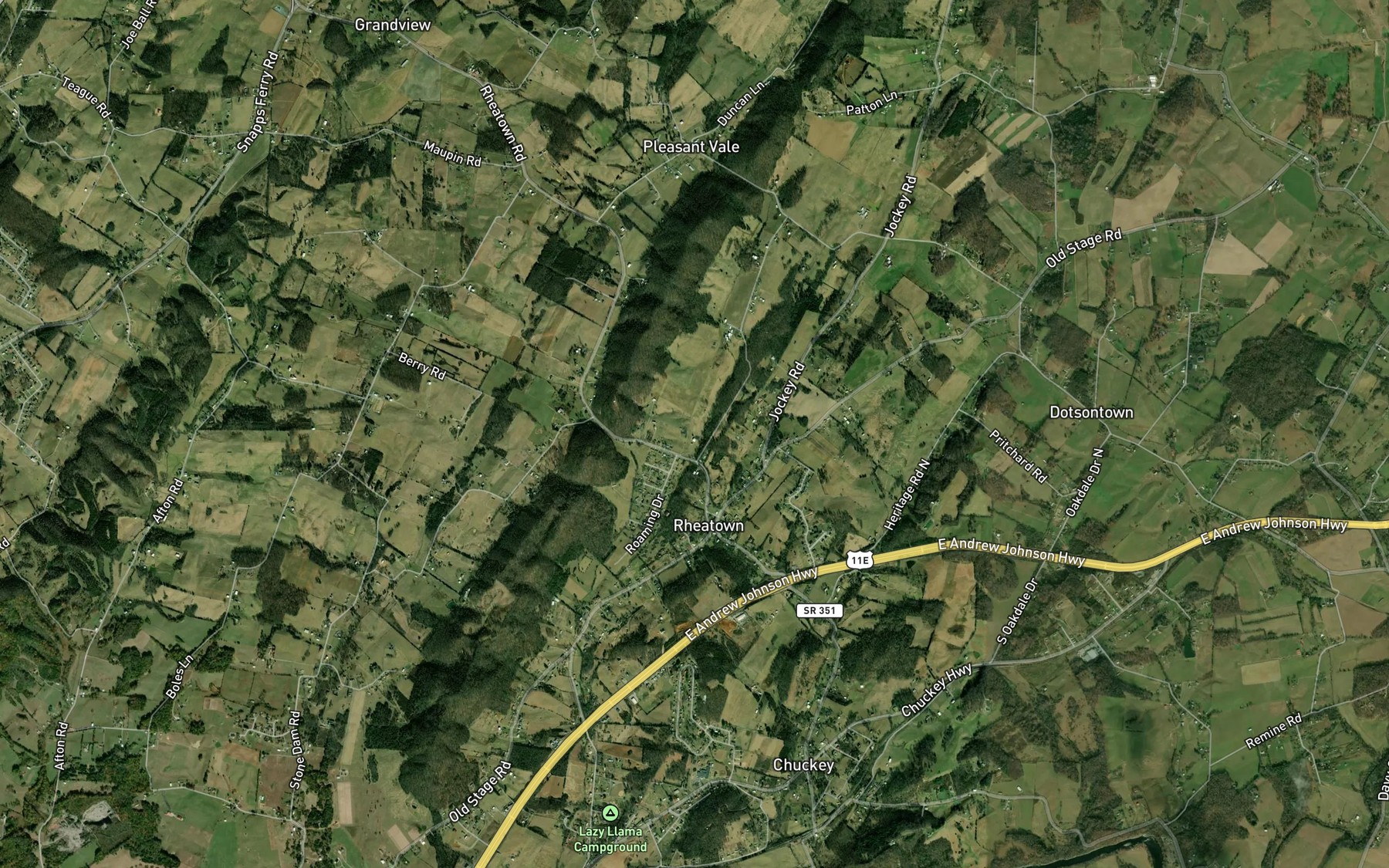 Satellite map of the Little Sinking Creek