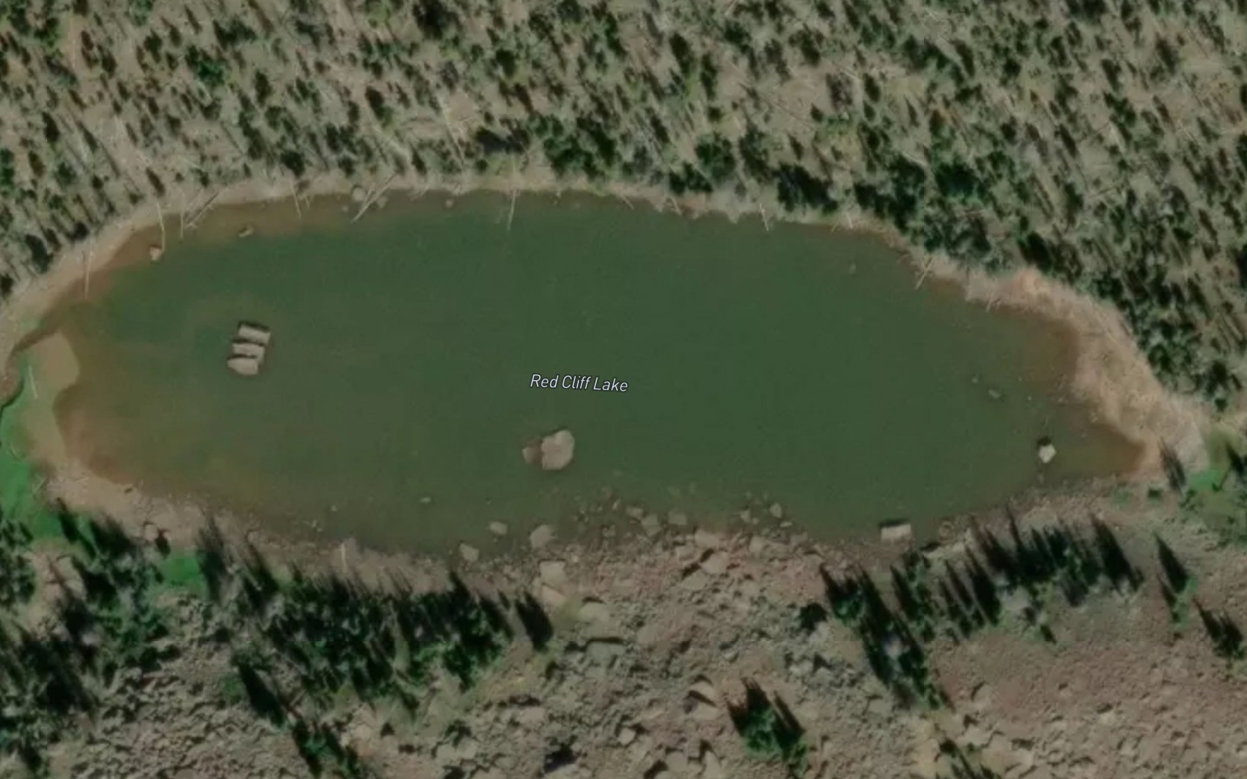 Satellite map of the Red Cliff Lake