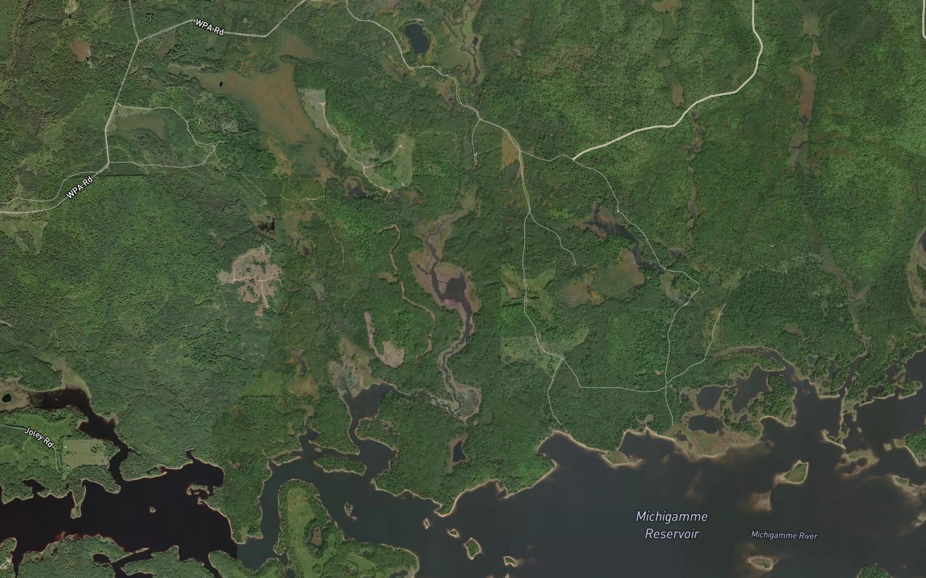 Satellite map of the Moccasin Lake