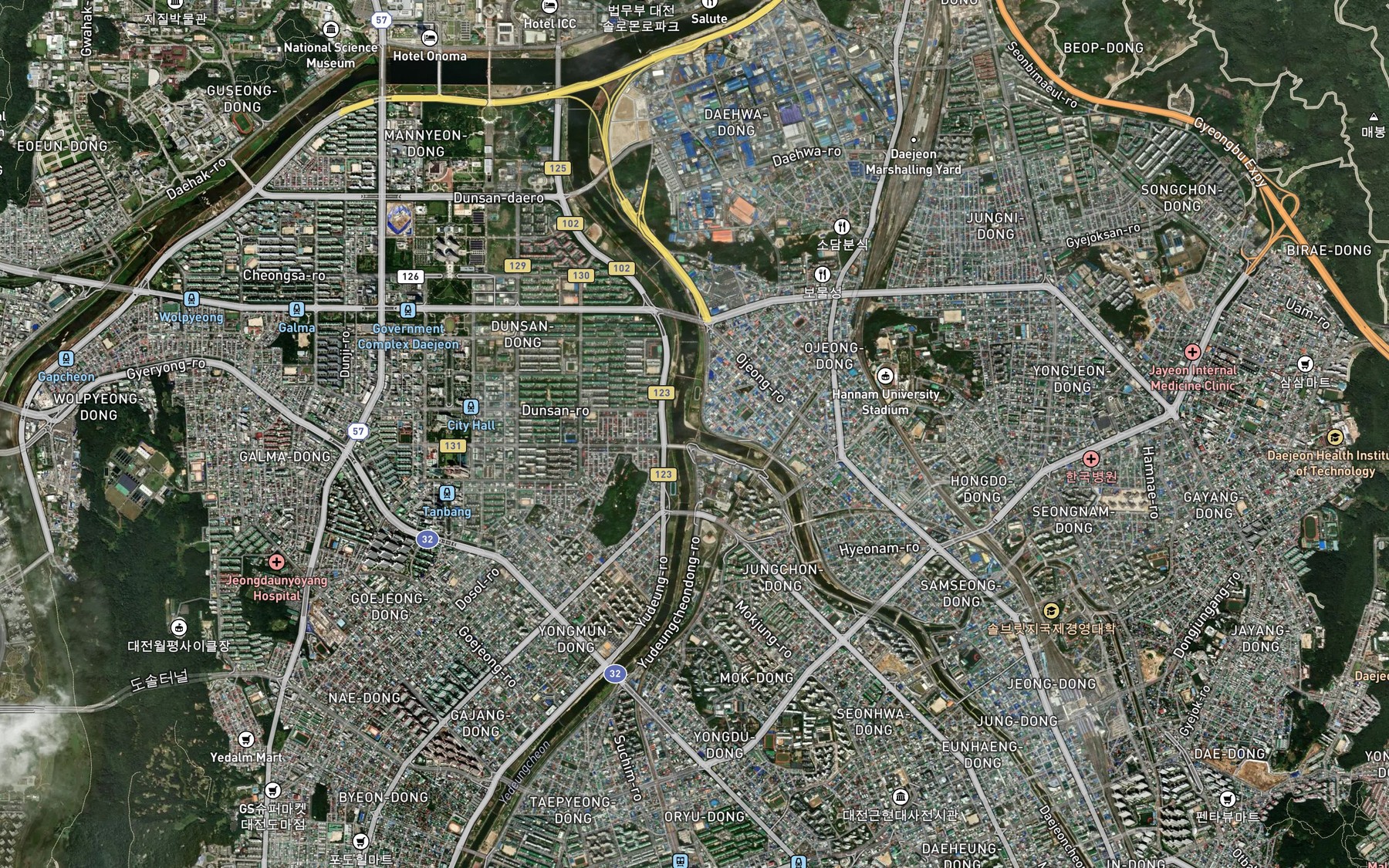 Satellite map of the Daejeoncheon