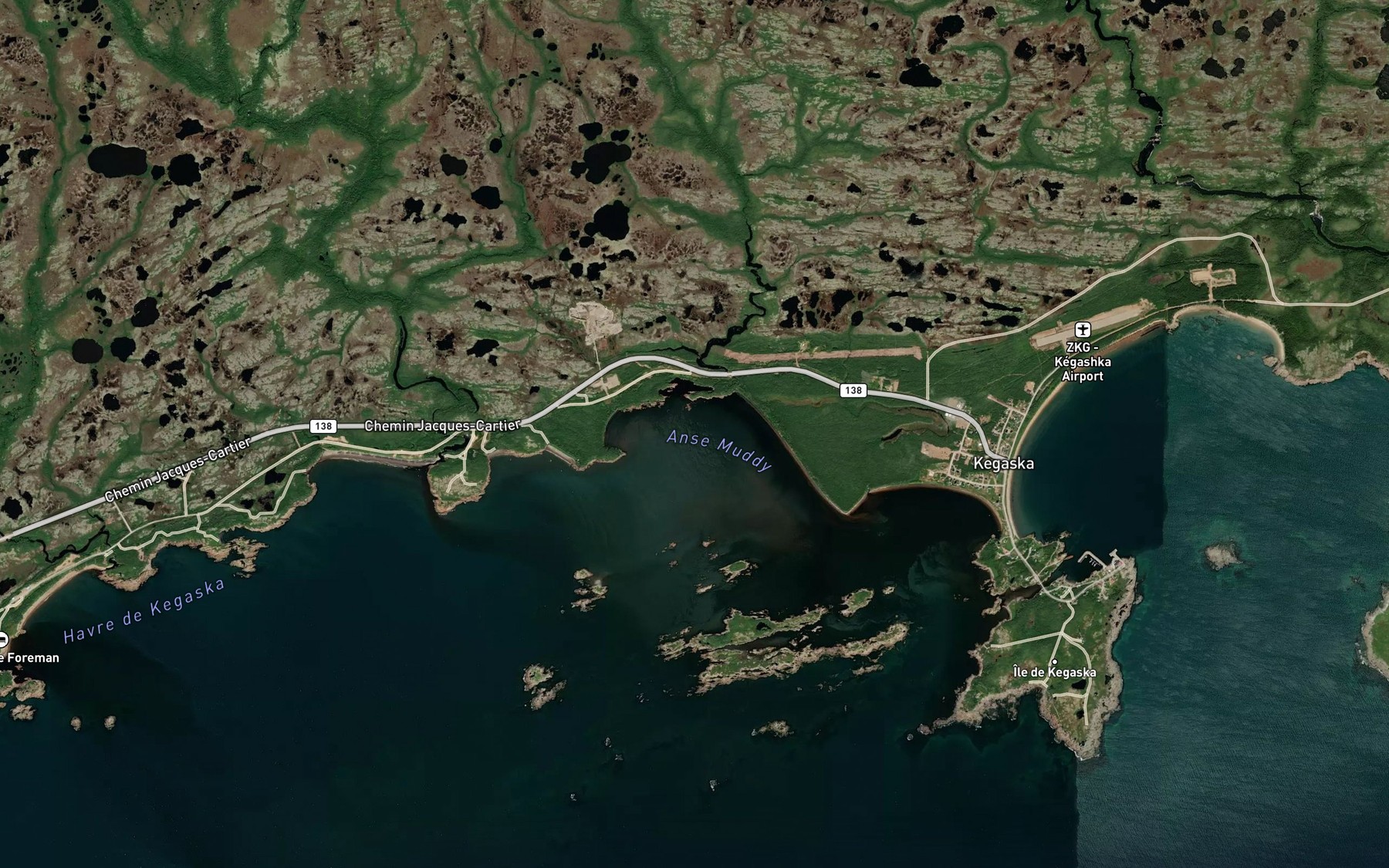 Satellite map of the Anse Muddy