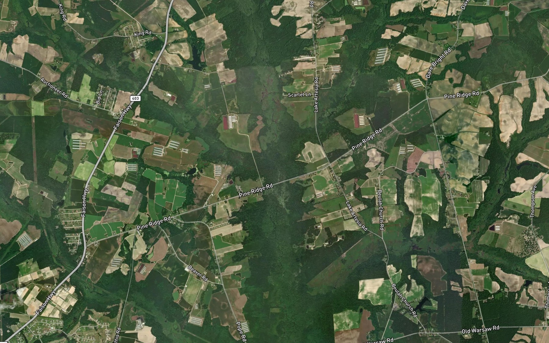 Satellite map of the Gilmore Swamp