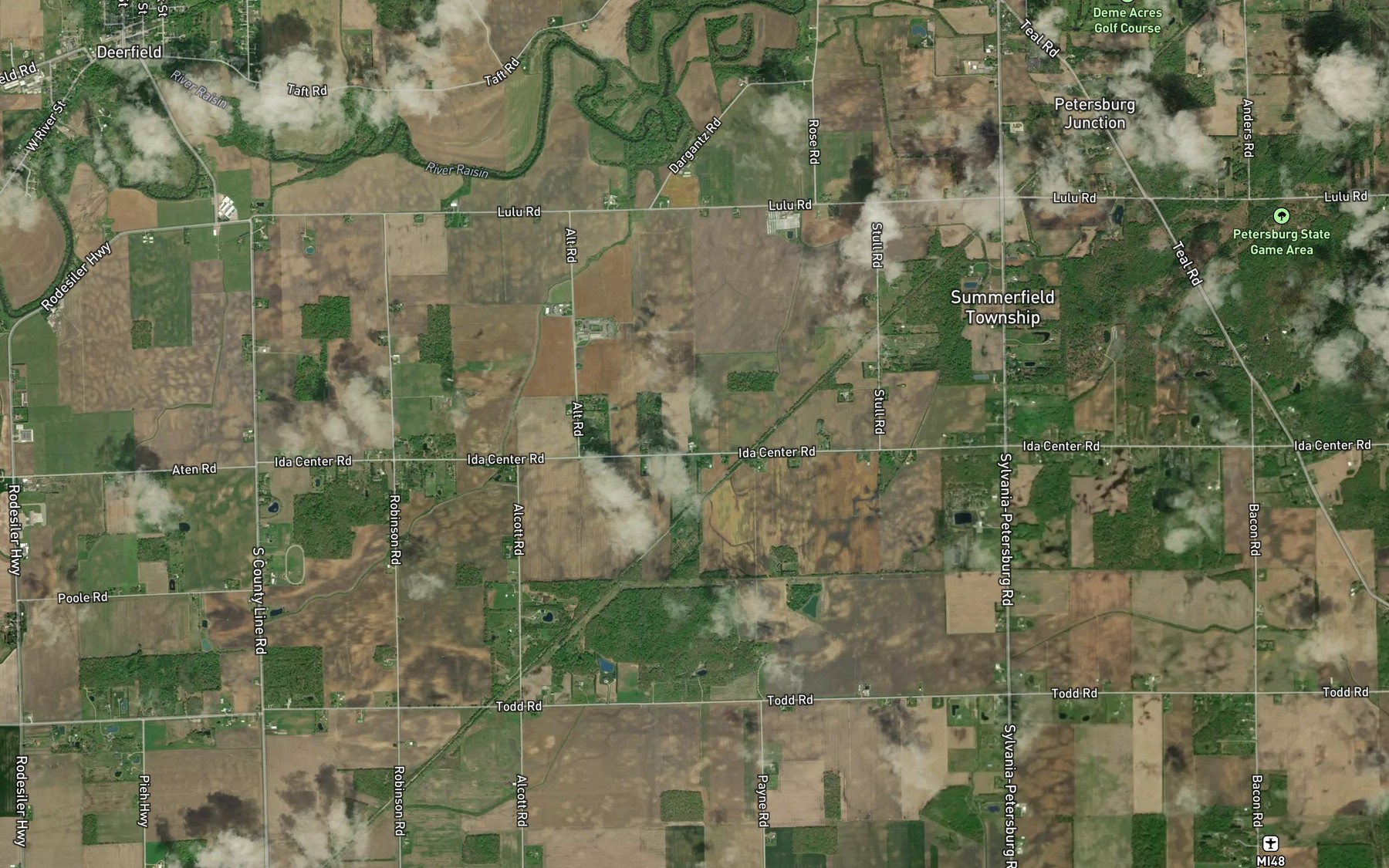 Satellite map of the Southwell Drain