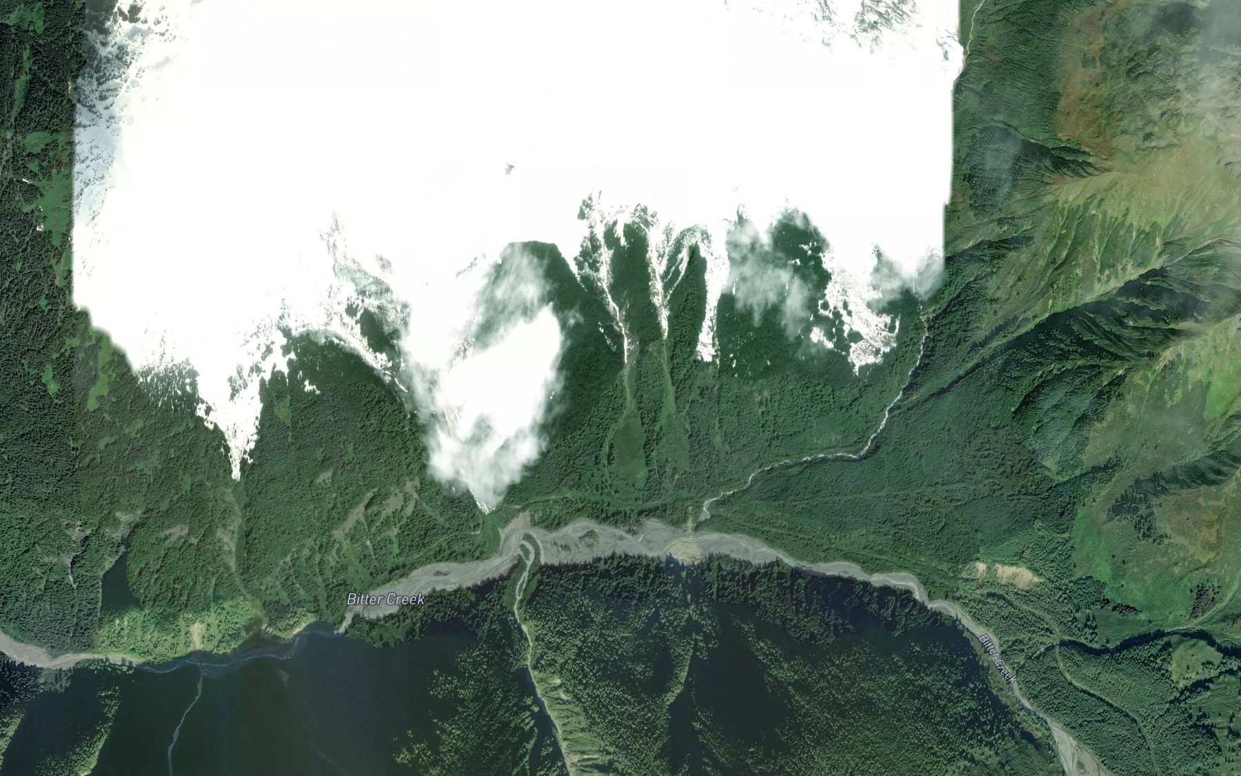 Satellite map of the Roosevelt Creek