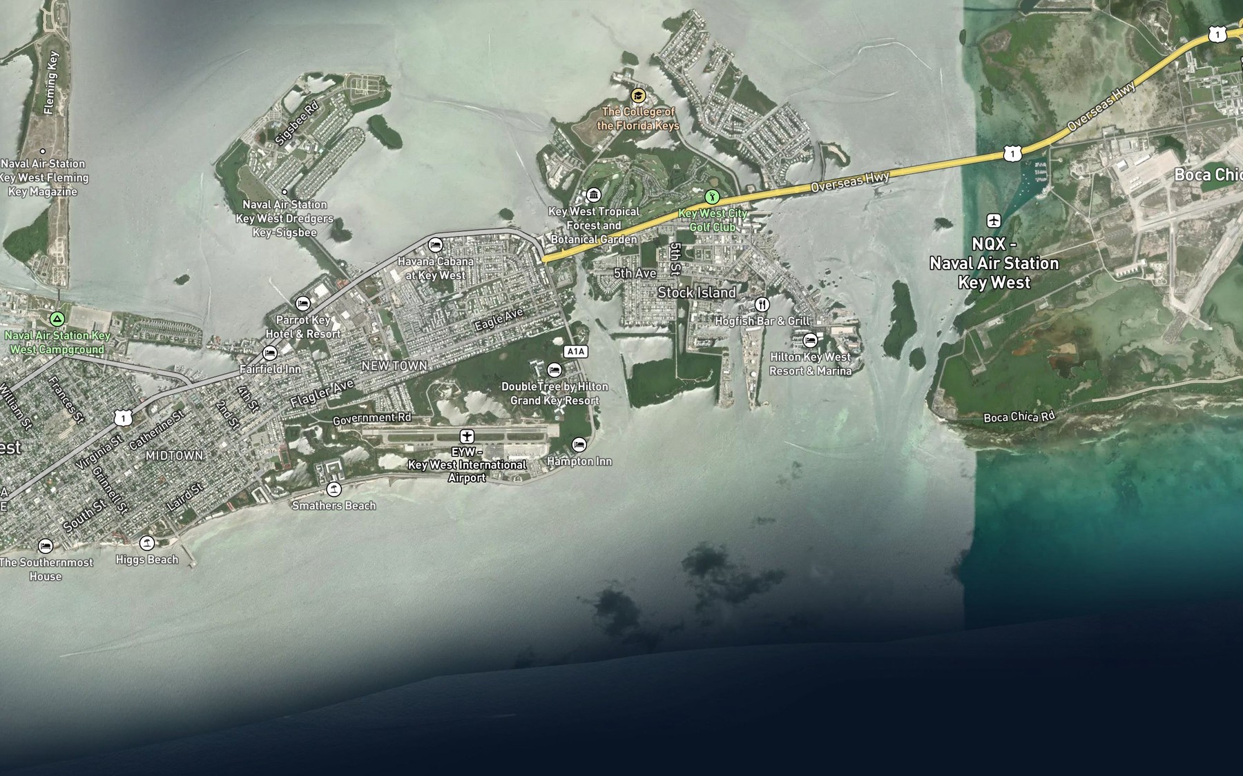 Satellite map of the Cow Key Channel