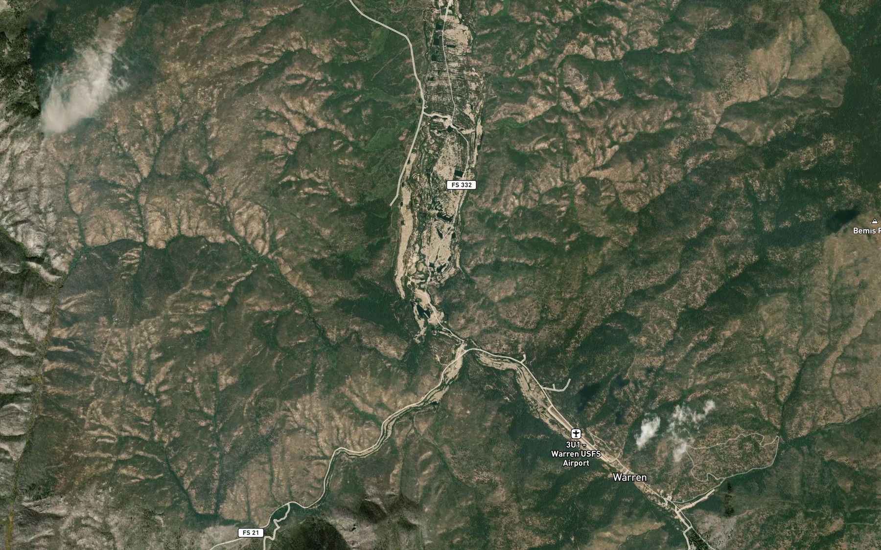 Satellite map of the Camp Creek