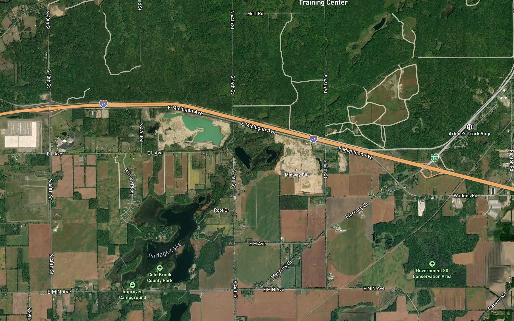 Satellite map of the Burnham Lake
