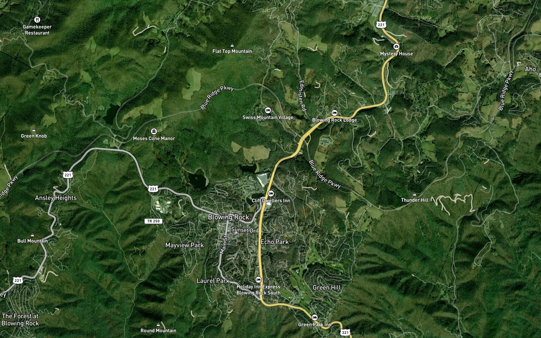 Satellite map of the Flat Top Branch