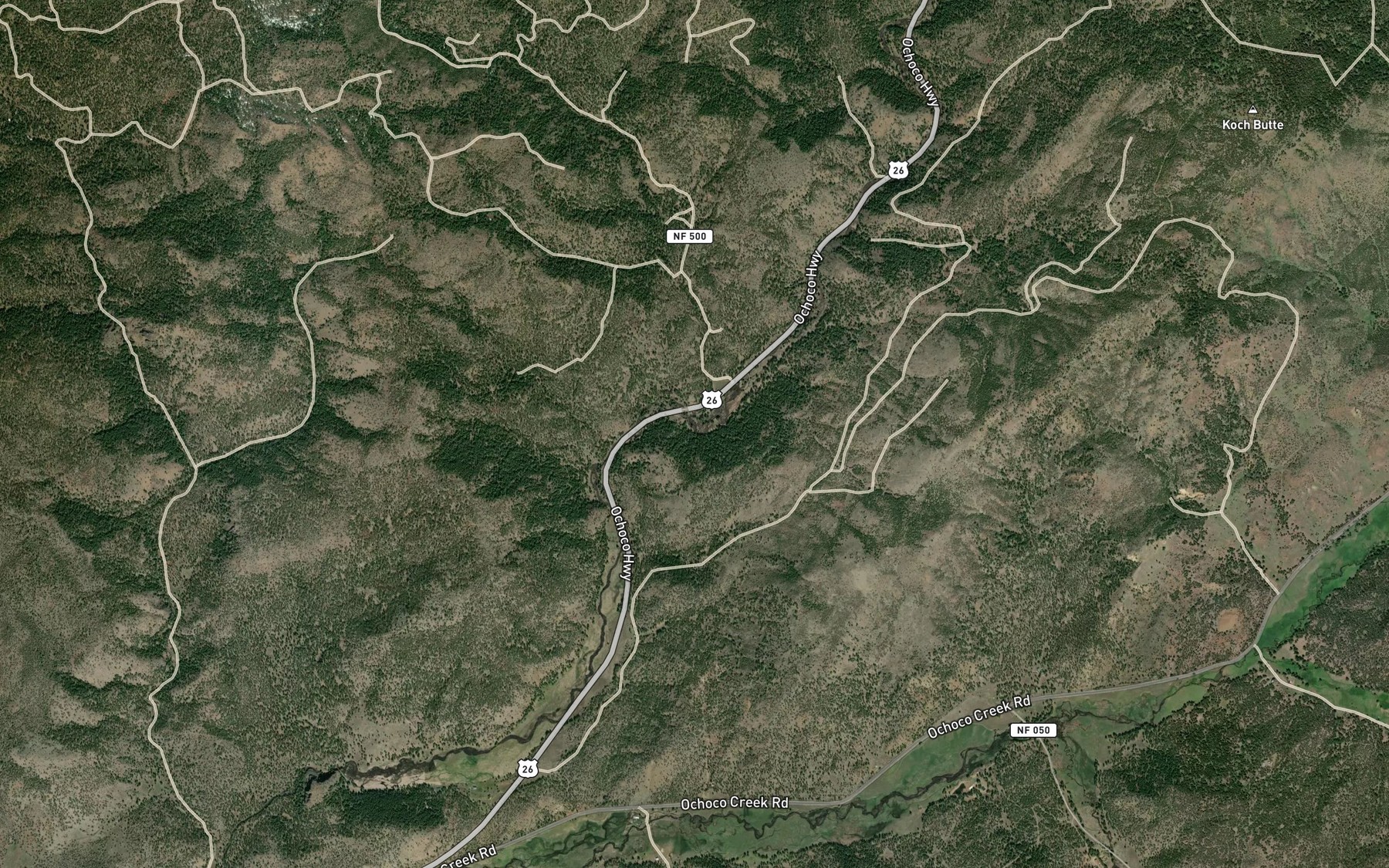 Satellite map of the Peterson Creek