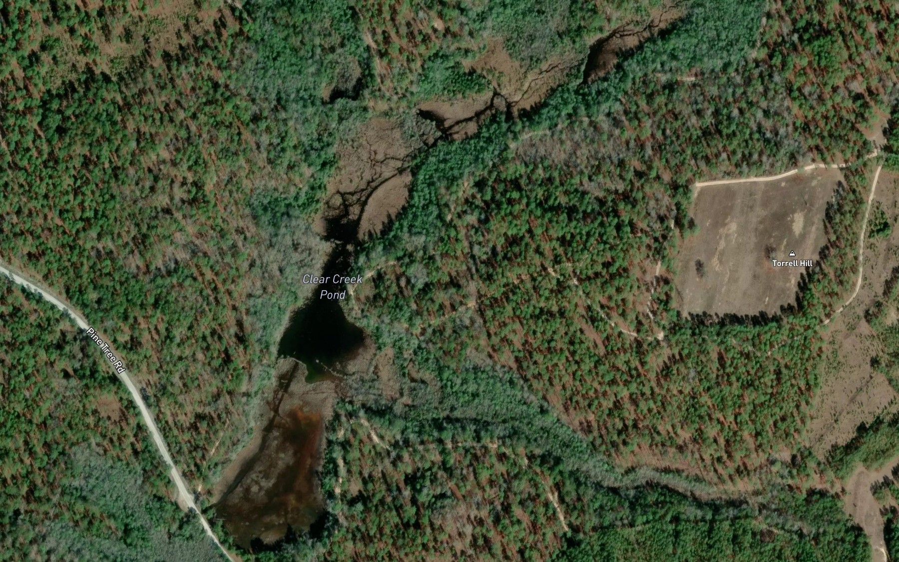 Satellite map of the Clear Creek Pond