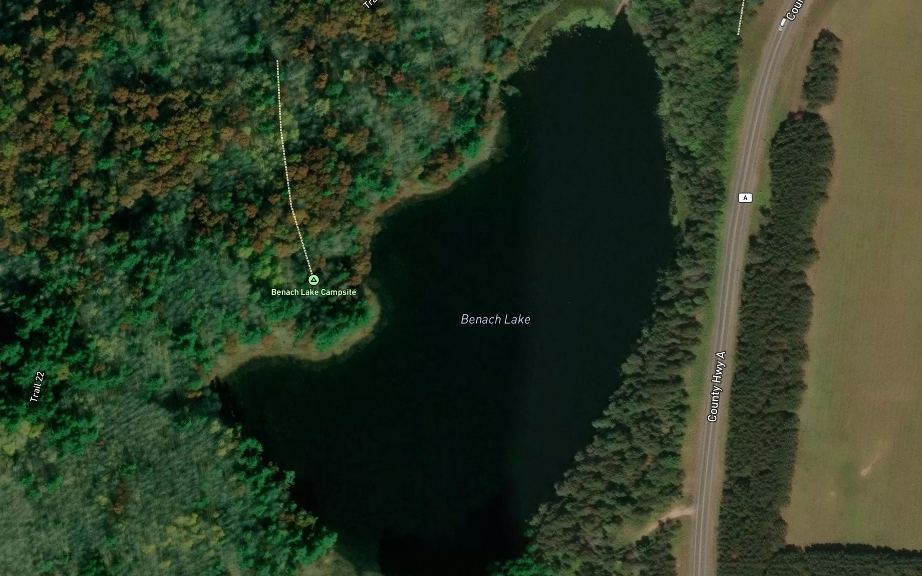 Satellite map of the Benach Lake