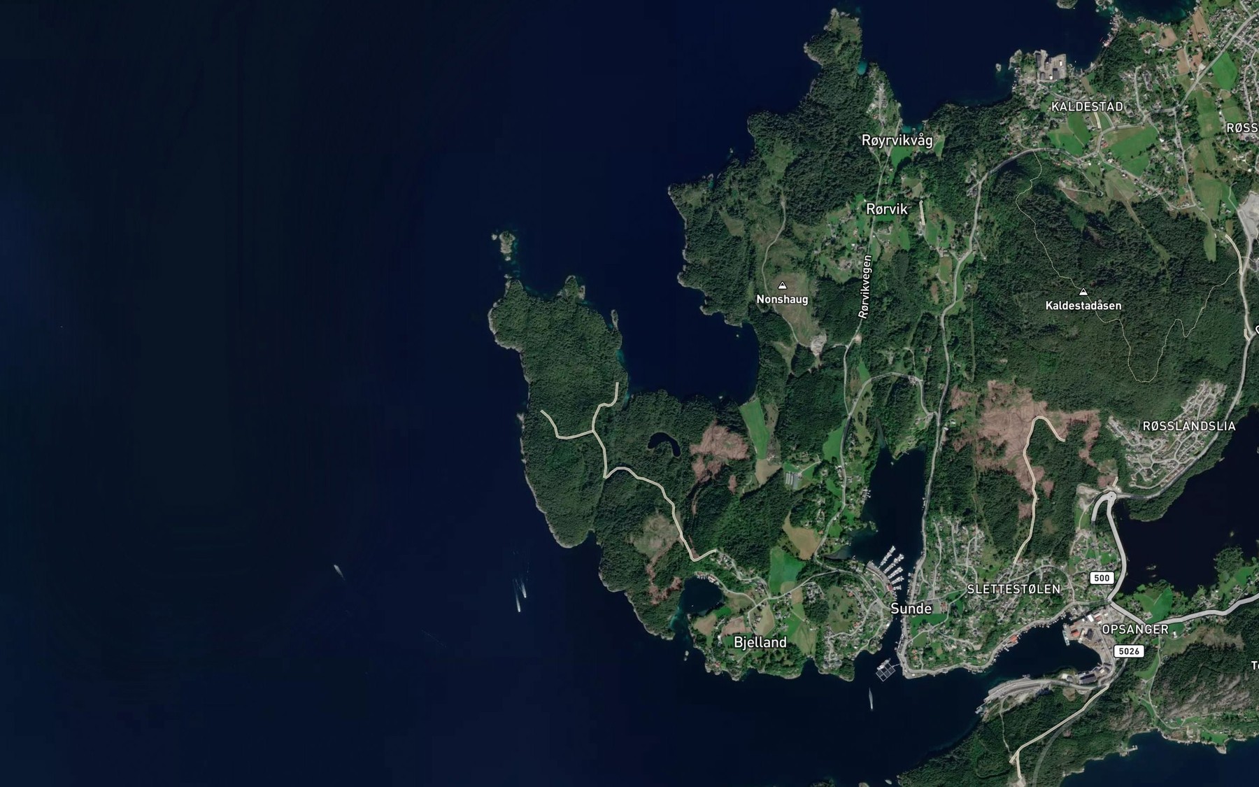 Satellite map of the Grunnevika