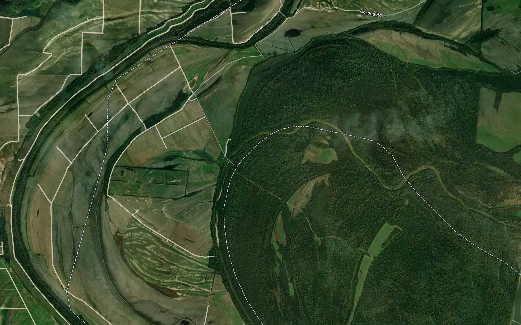 Satellite map of the Centennial Bend