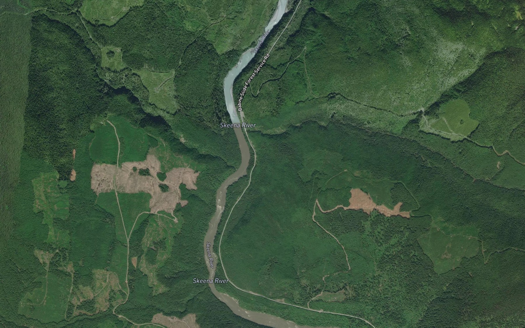 Satellite map of the Carrigan Creek
