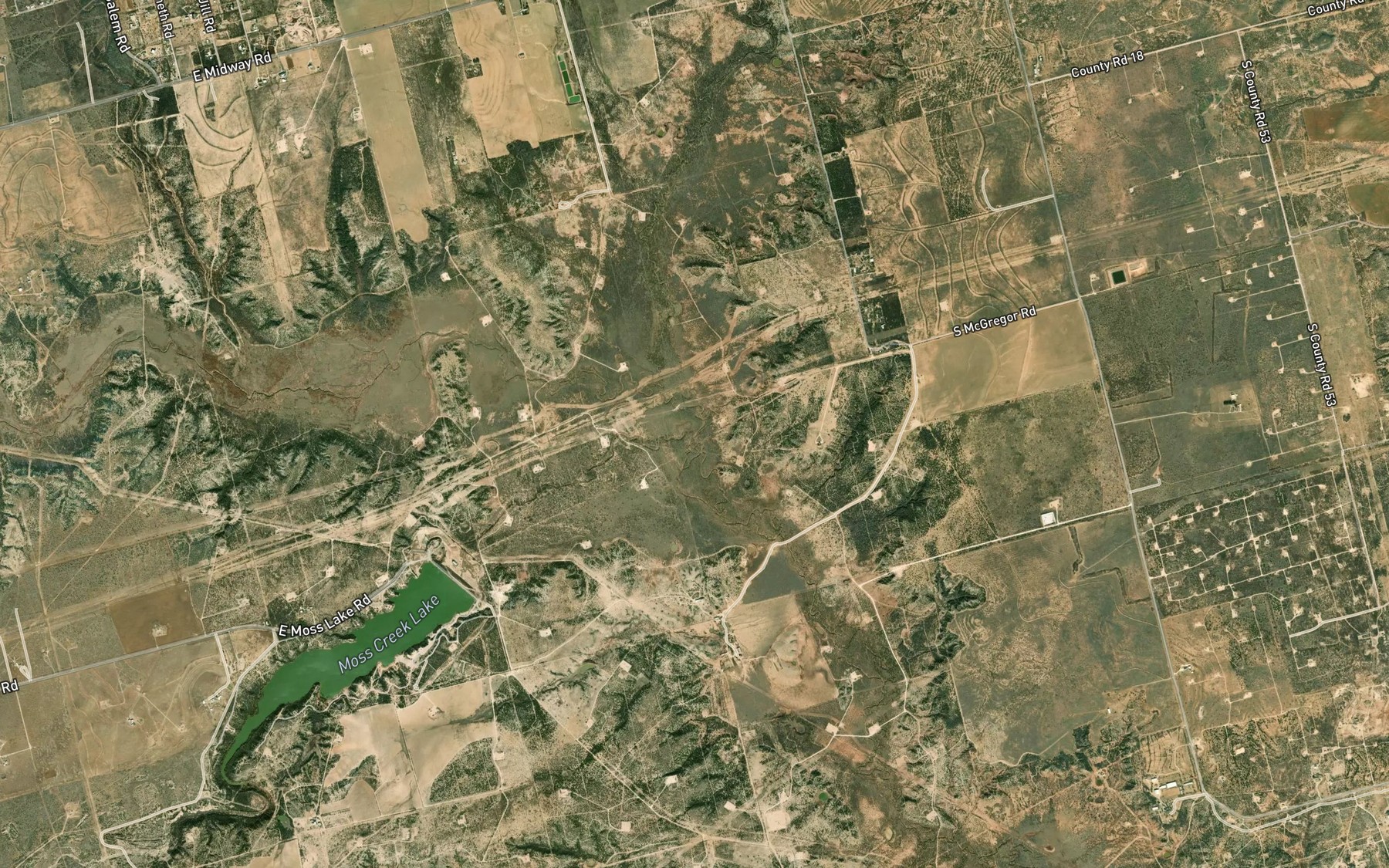 Satellite map of the Moss Creek