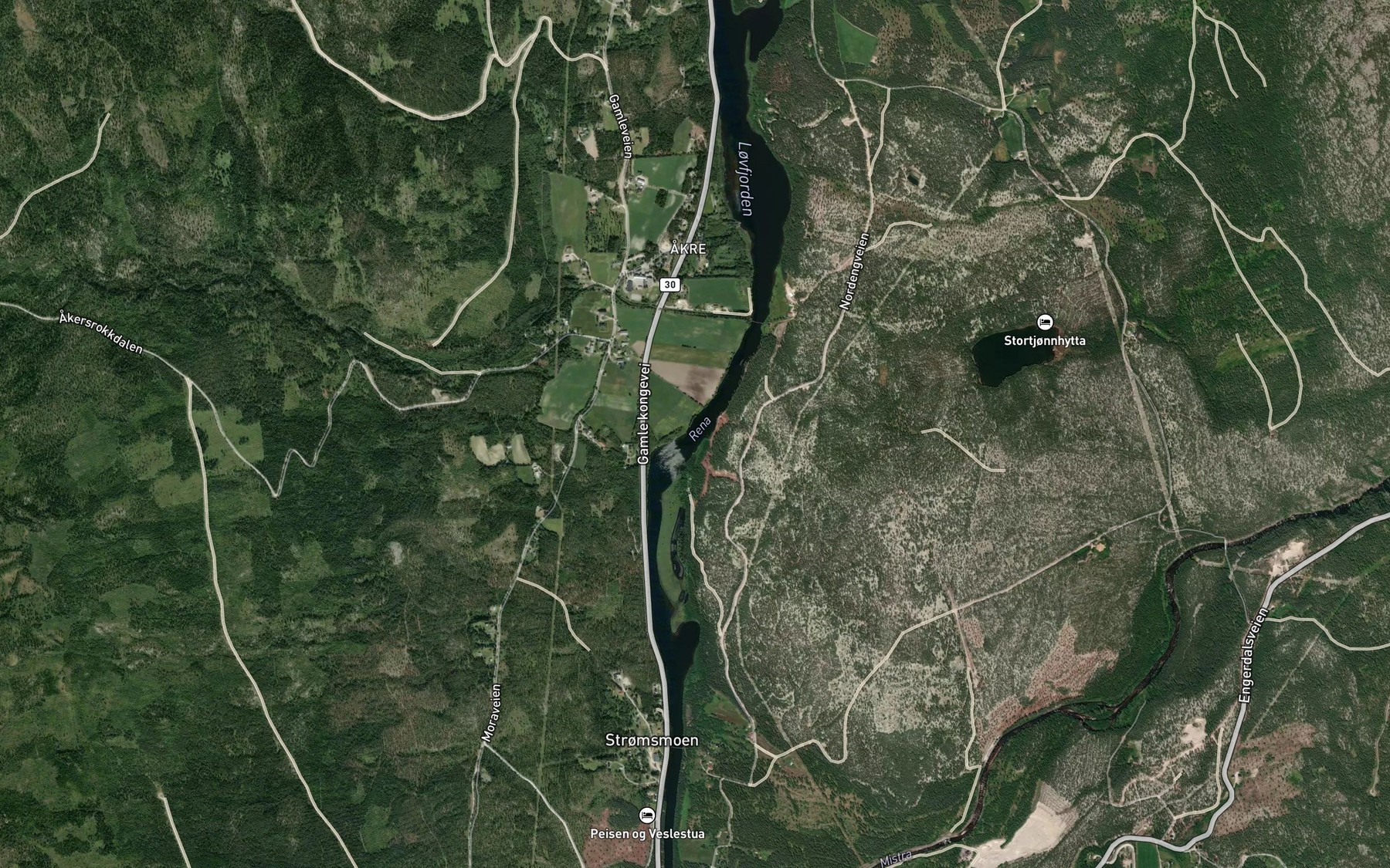 Satellite map of the Akerstrommen