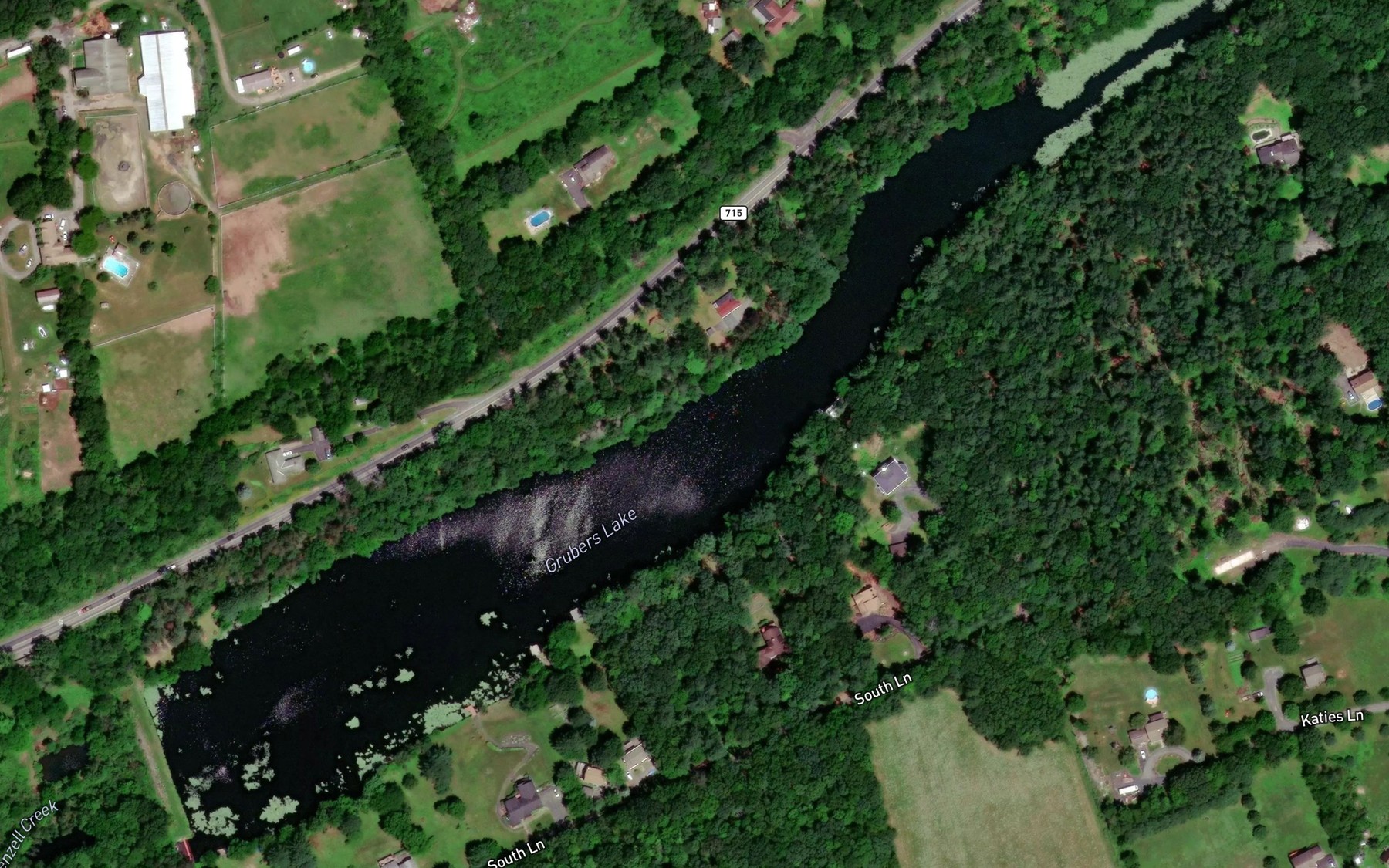 Satellite map of the Grubers Lake