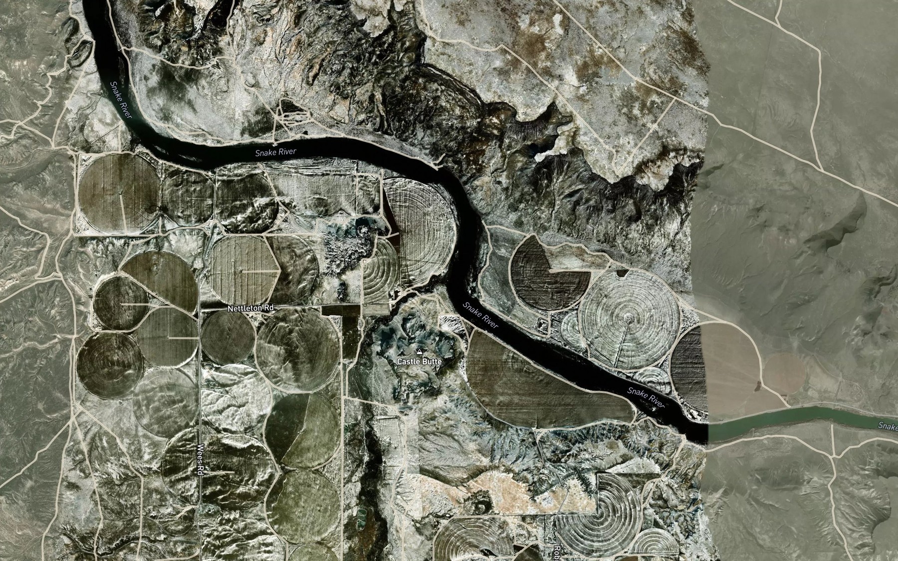 Satellite map of the Castle Creek