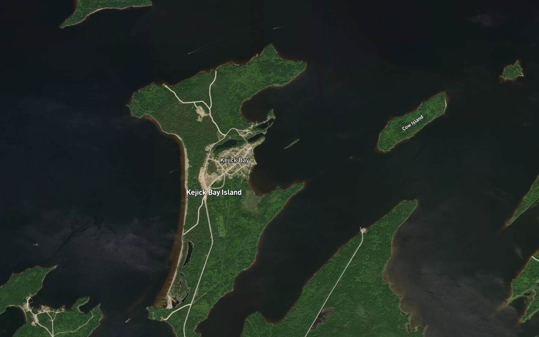 Satellite map of the Kejick Bay