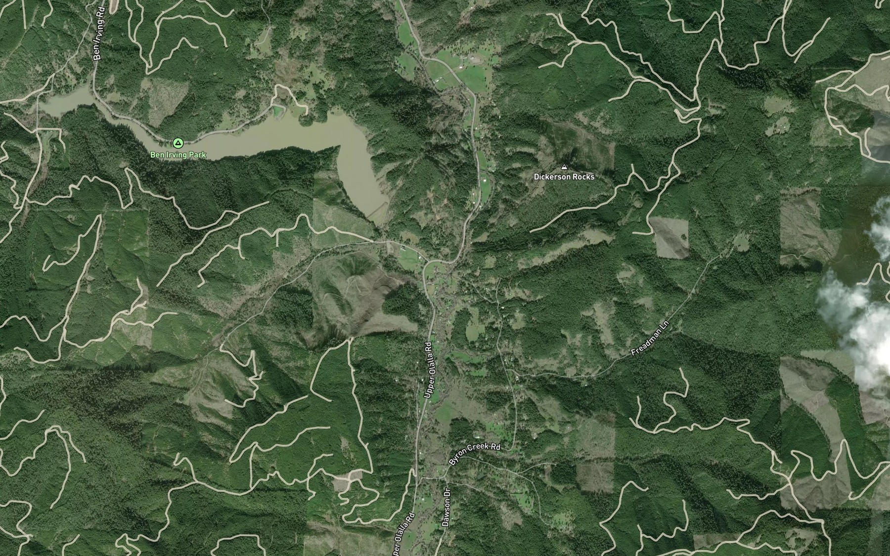 Satellite map of the Berry Creek