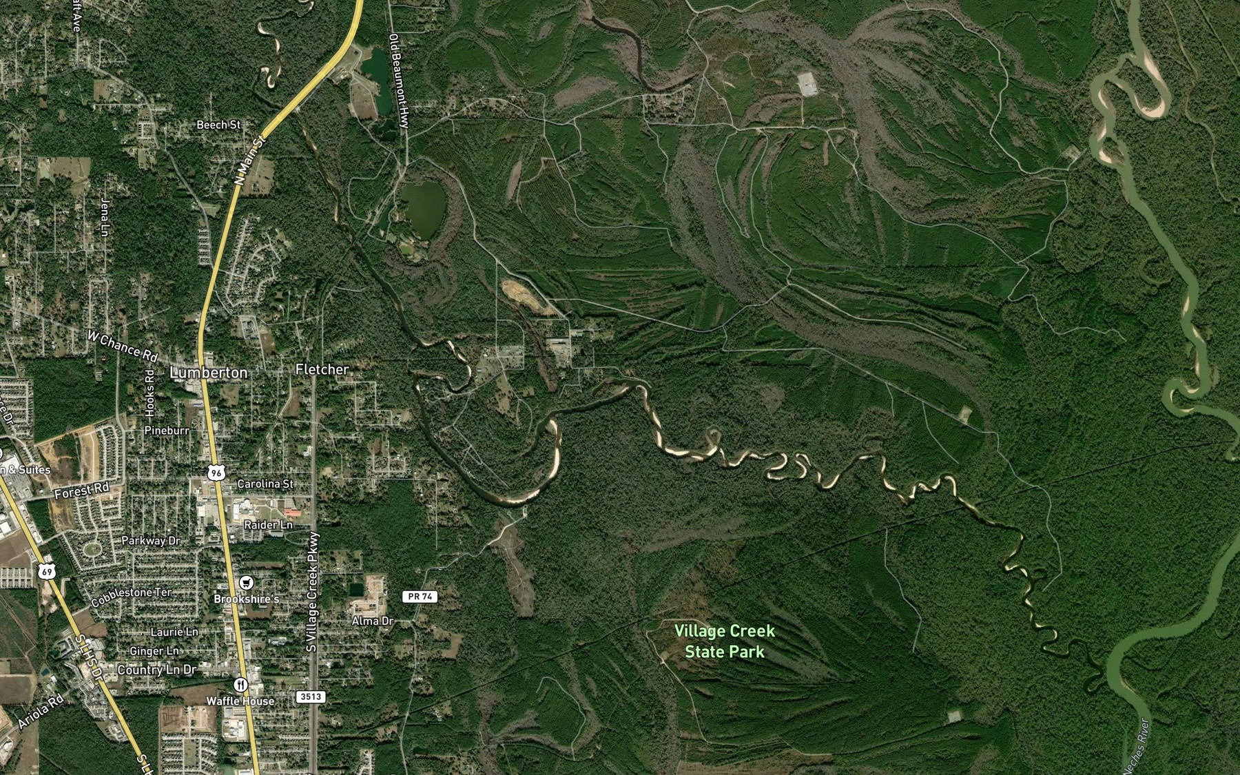 Satellite map of the Willard Lake