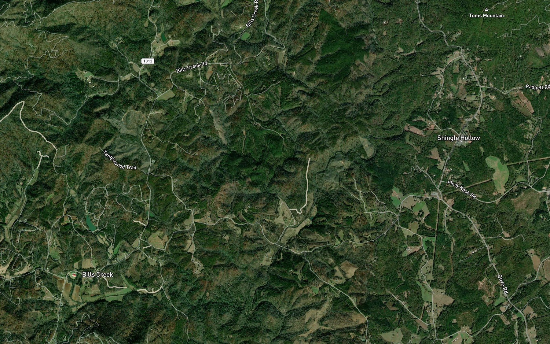 Satellite map of the Piney Creek