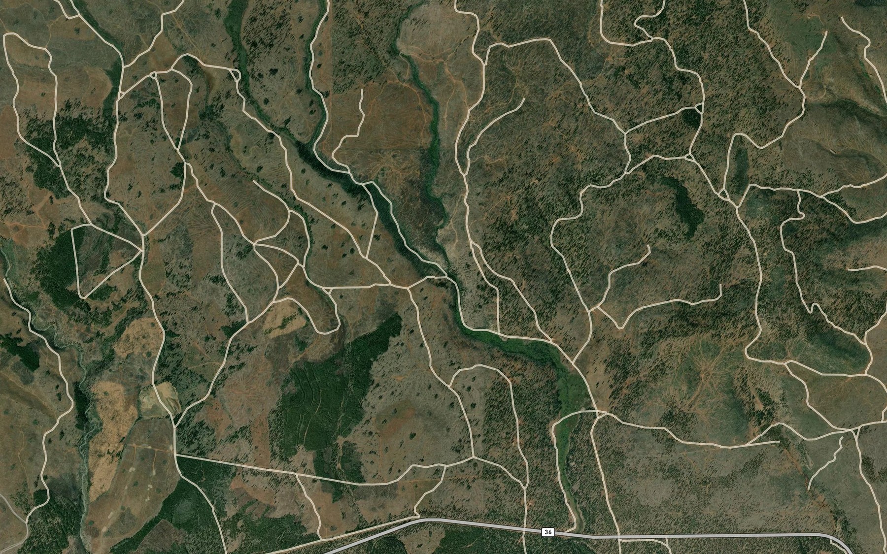 Satellite map of the Jennie Creek