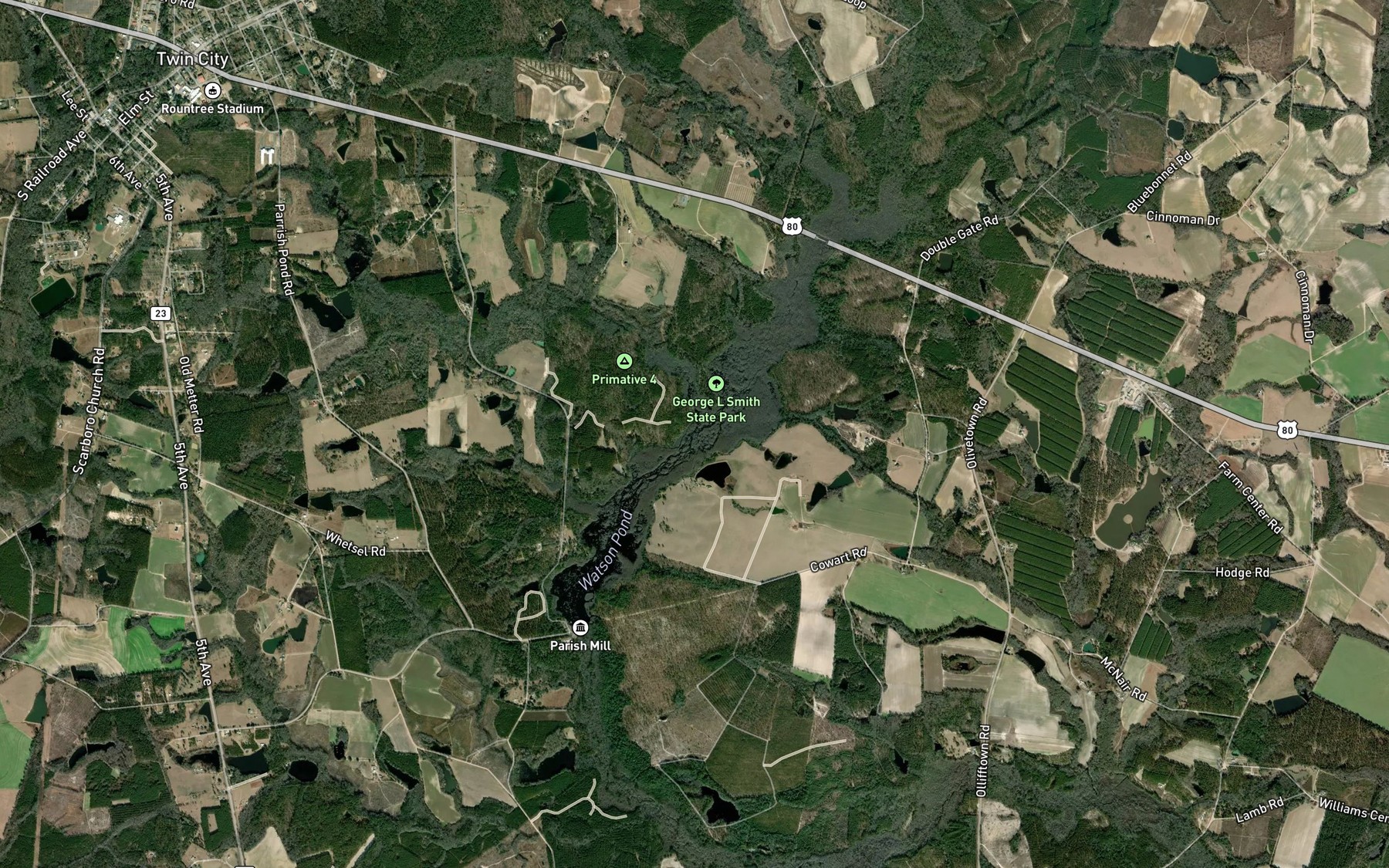 Satellite map of the Wolf Branch