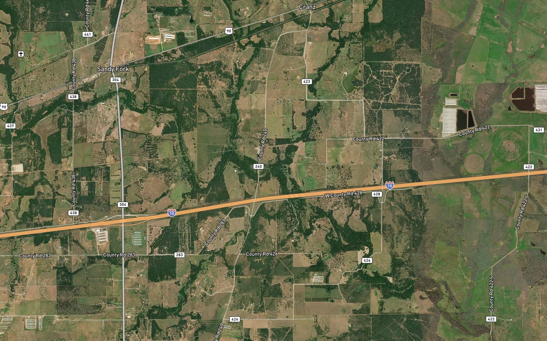 Satellite map of the Bee Branch