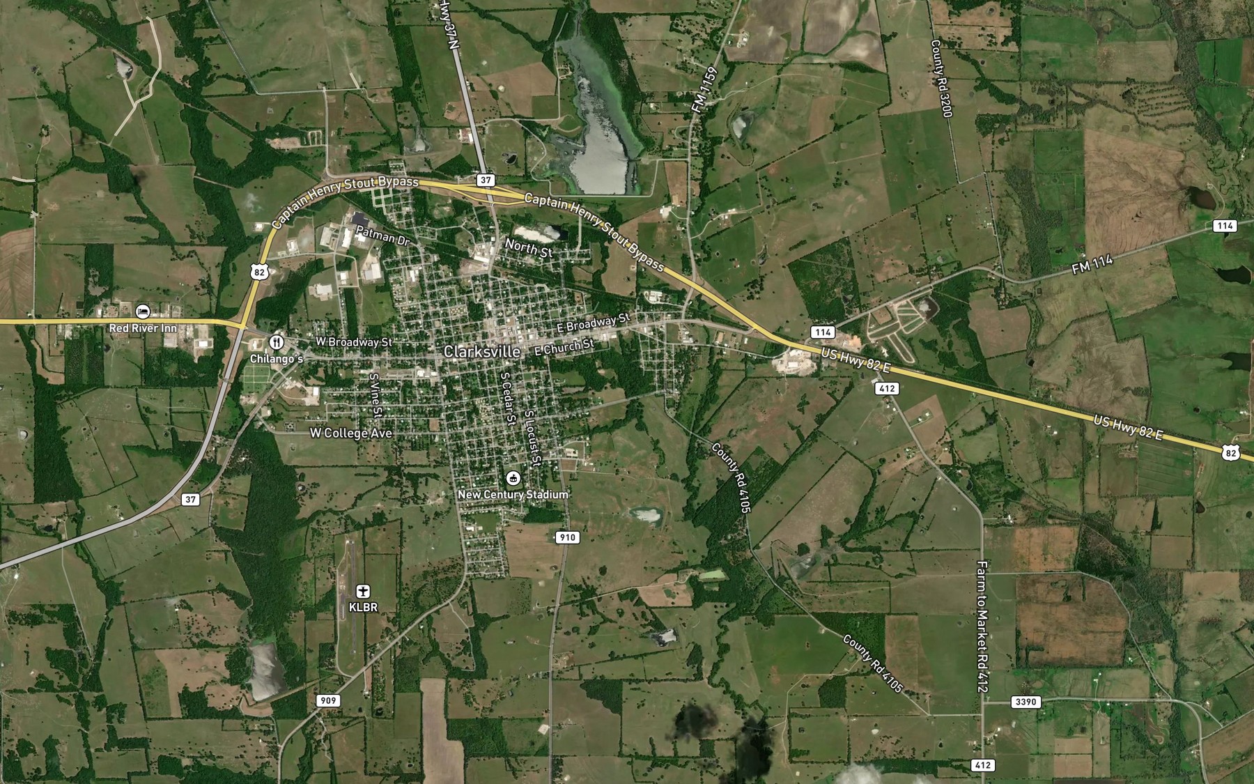 Satellite map of the Delaware Creek