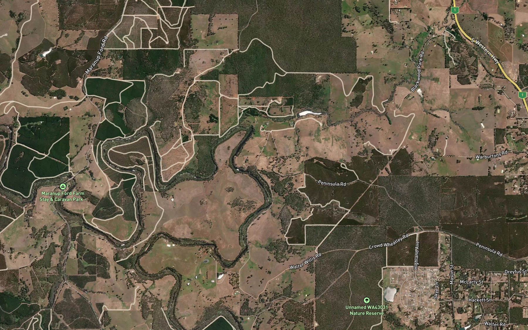 Satellite map of the Marinup Brook