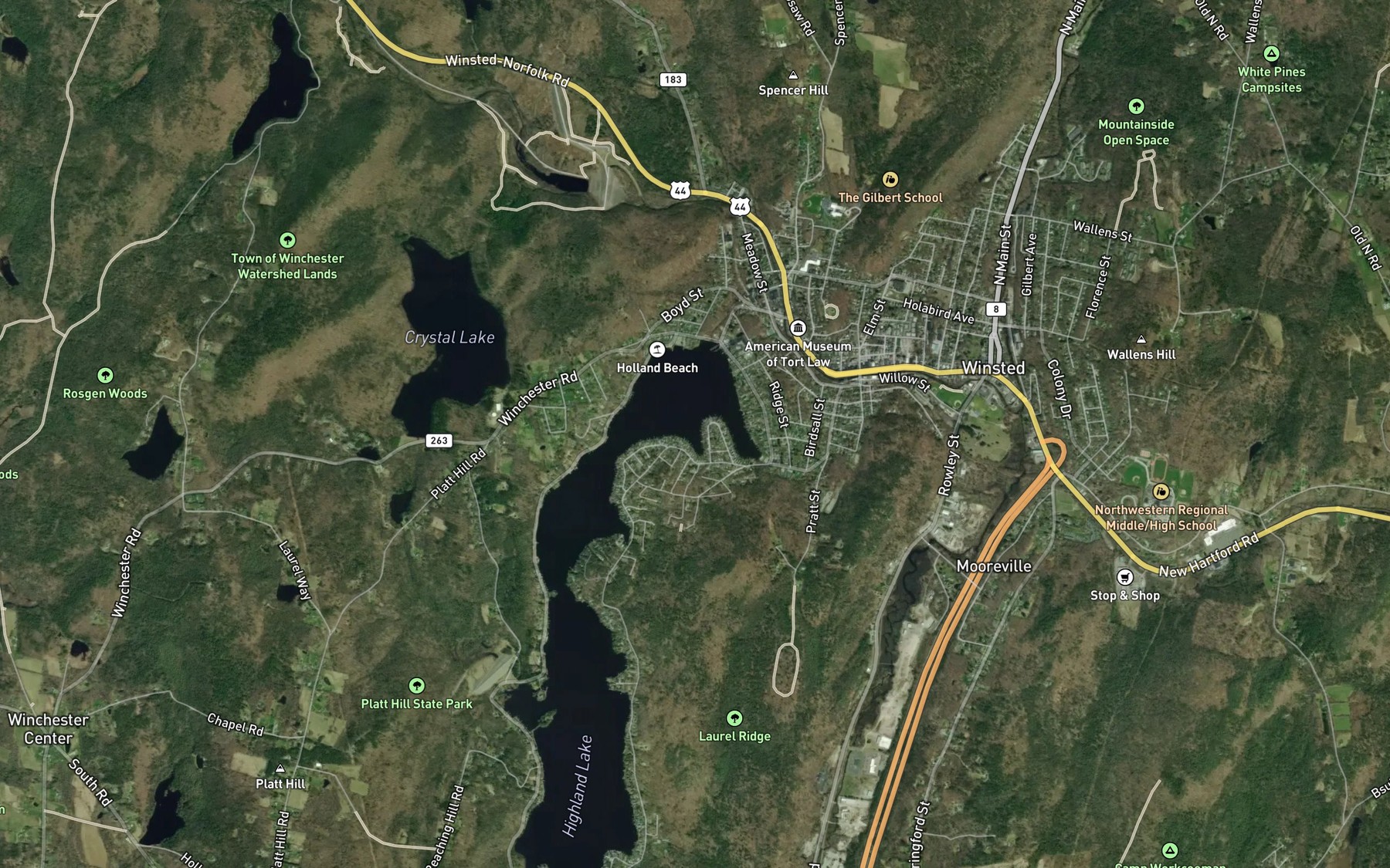 Satellite map of the Sandy Cove