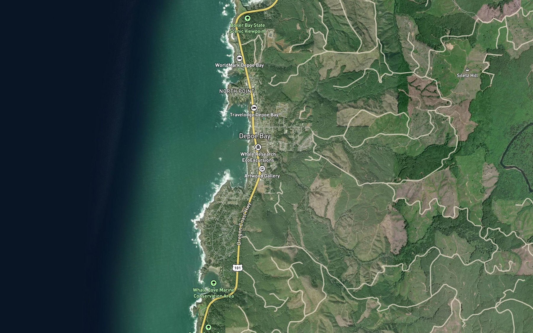 Satellite map of the Depoe Bay Creek