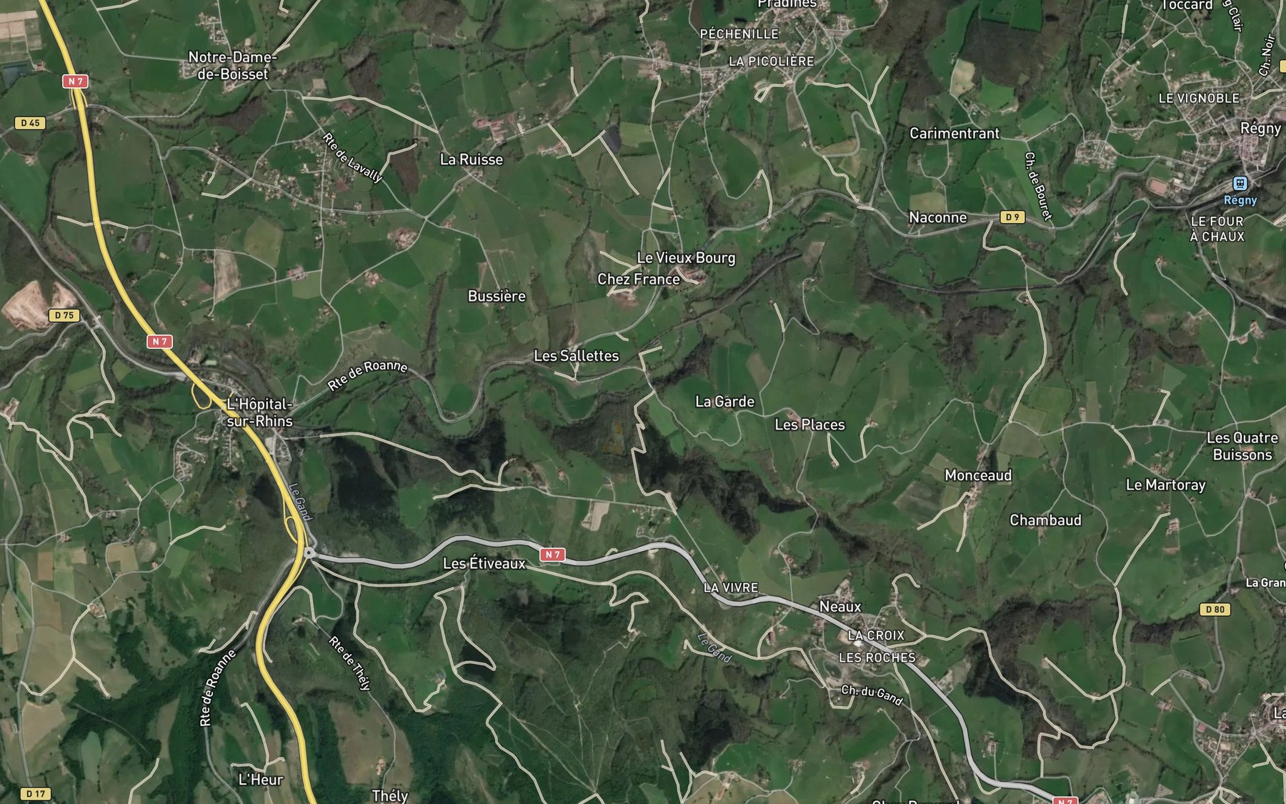 Satellite map of the Ruisseau d'Ecoron