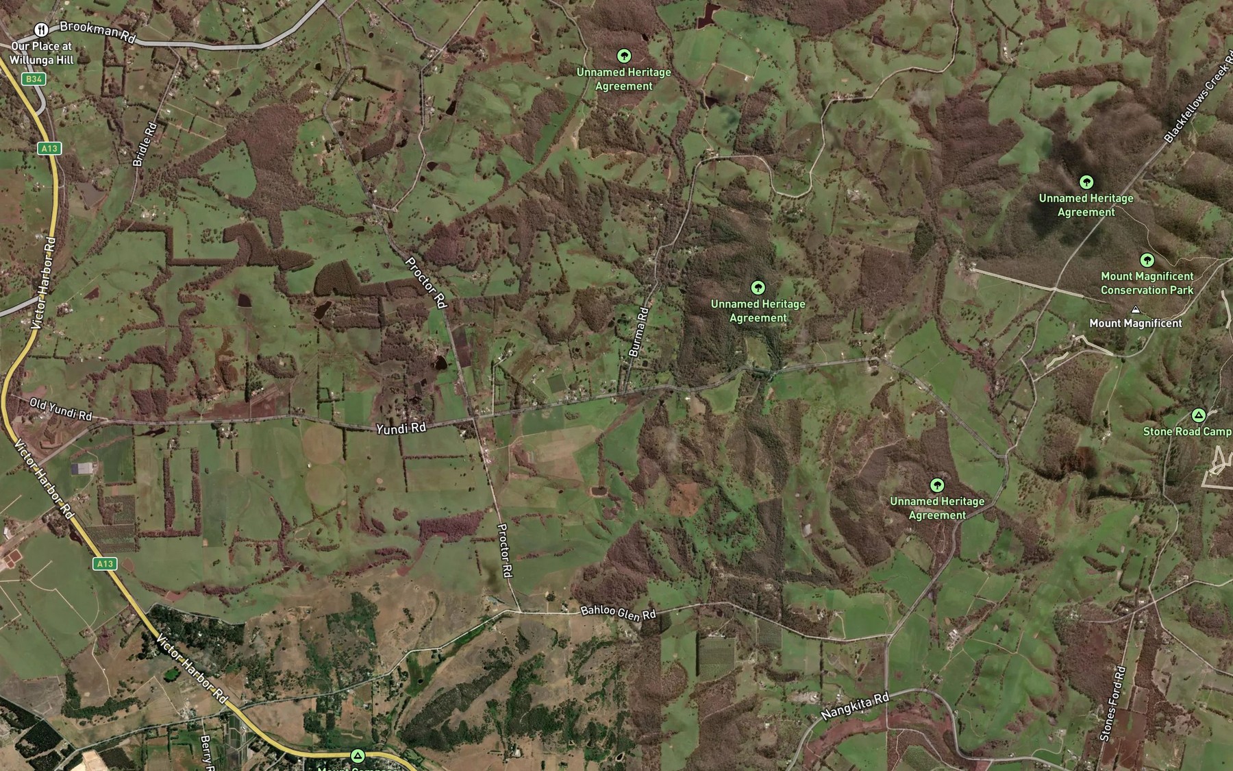 Satellite map of the Meadows Creek