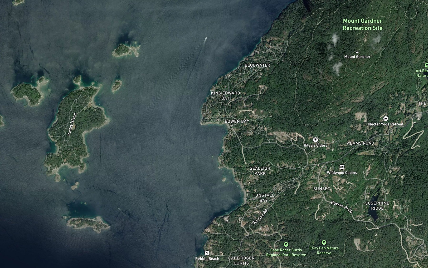 Satellite map of the Bowen Bay