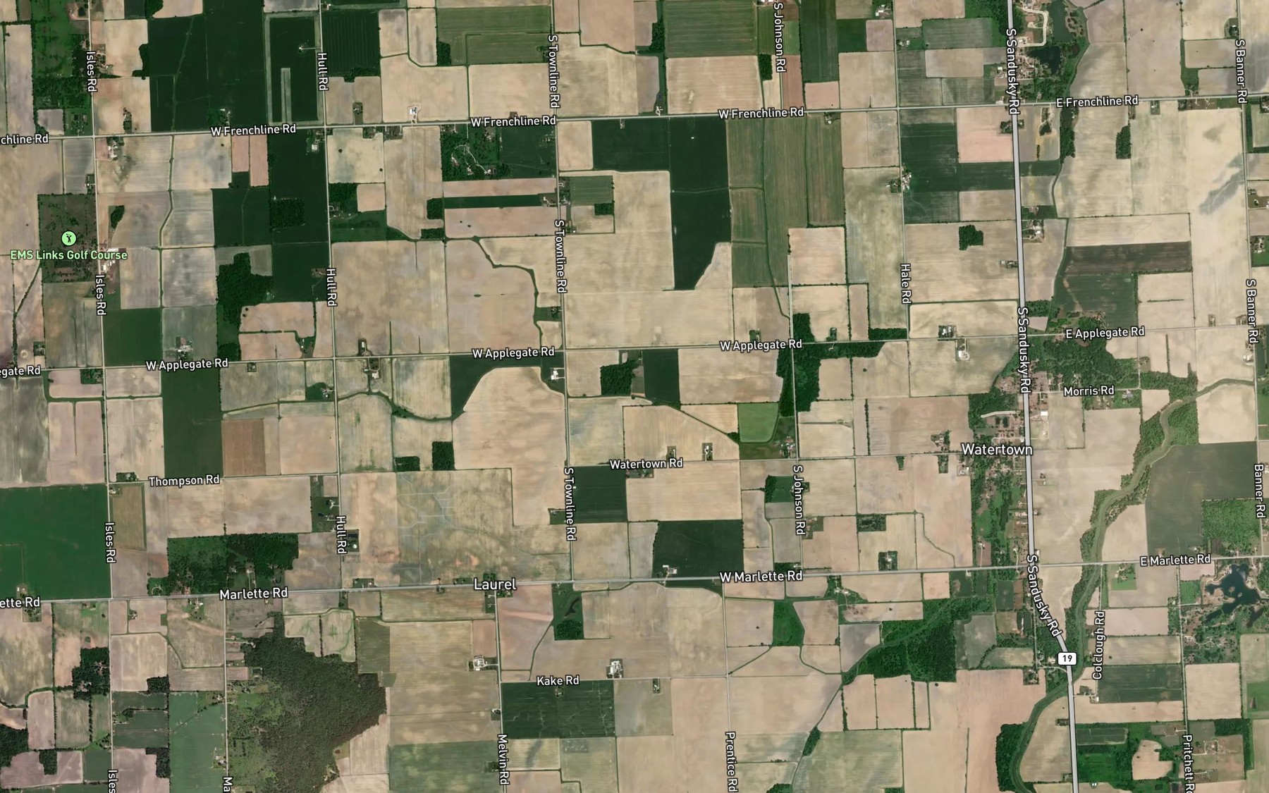 Satellite map of the Hale Drain