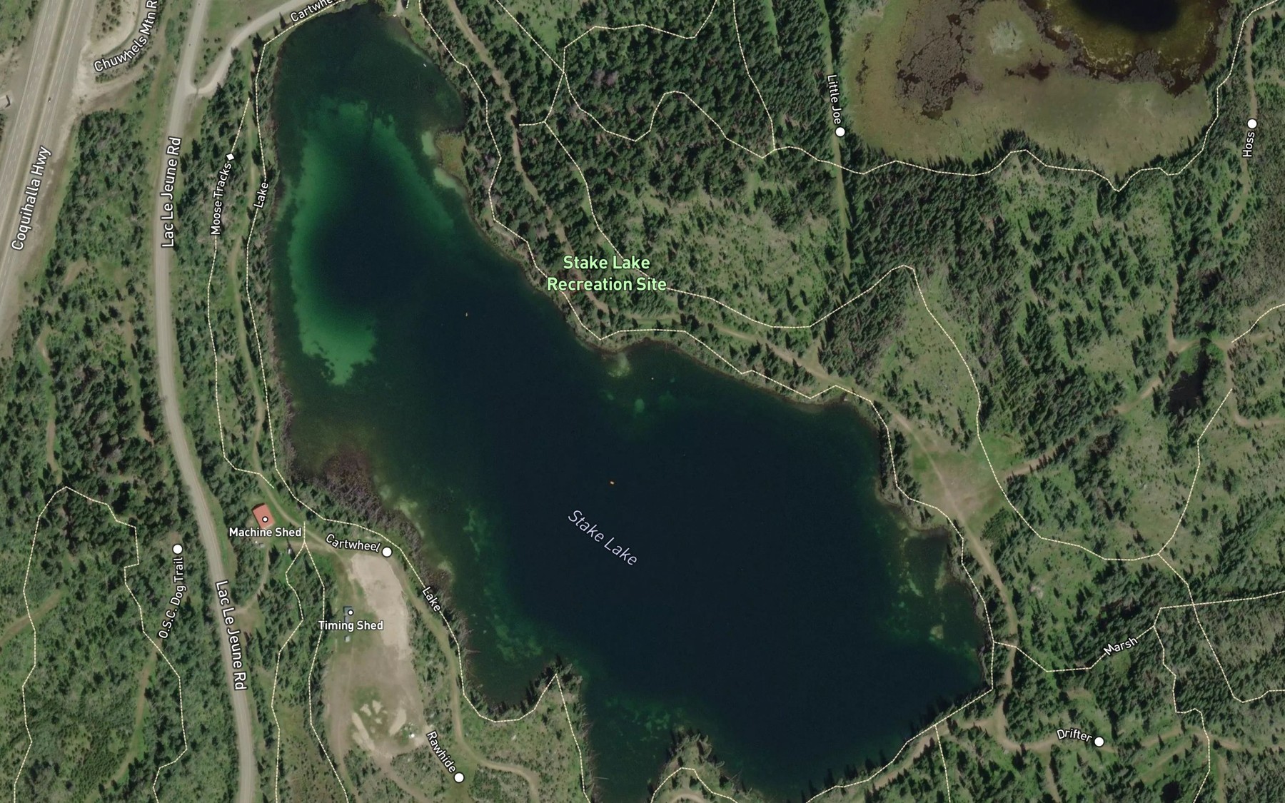 Satellite map of the Stake Lake