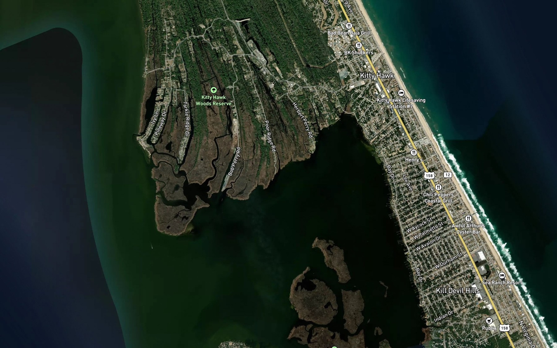 Satellite map of the Duck Pond Creek